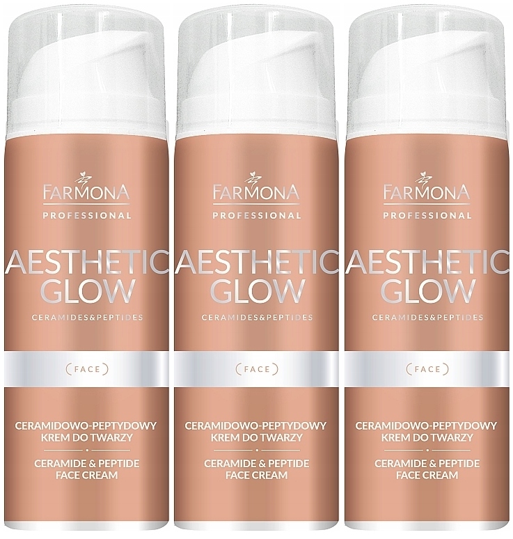 3 kusy Ceramidovo-peptidový krém na obličej 150 ml Aesthetic Glow Farmona
