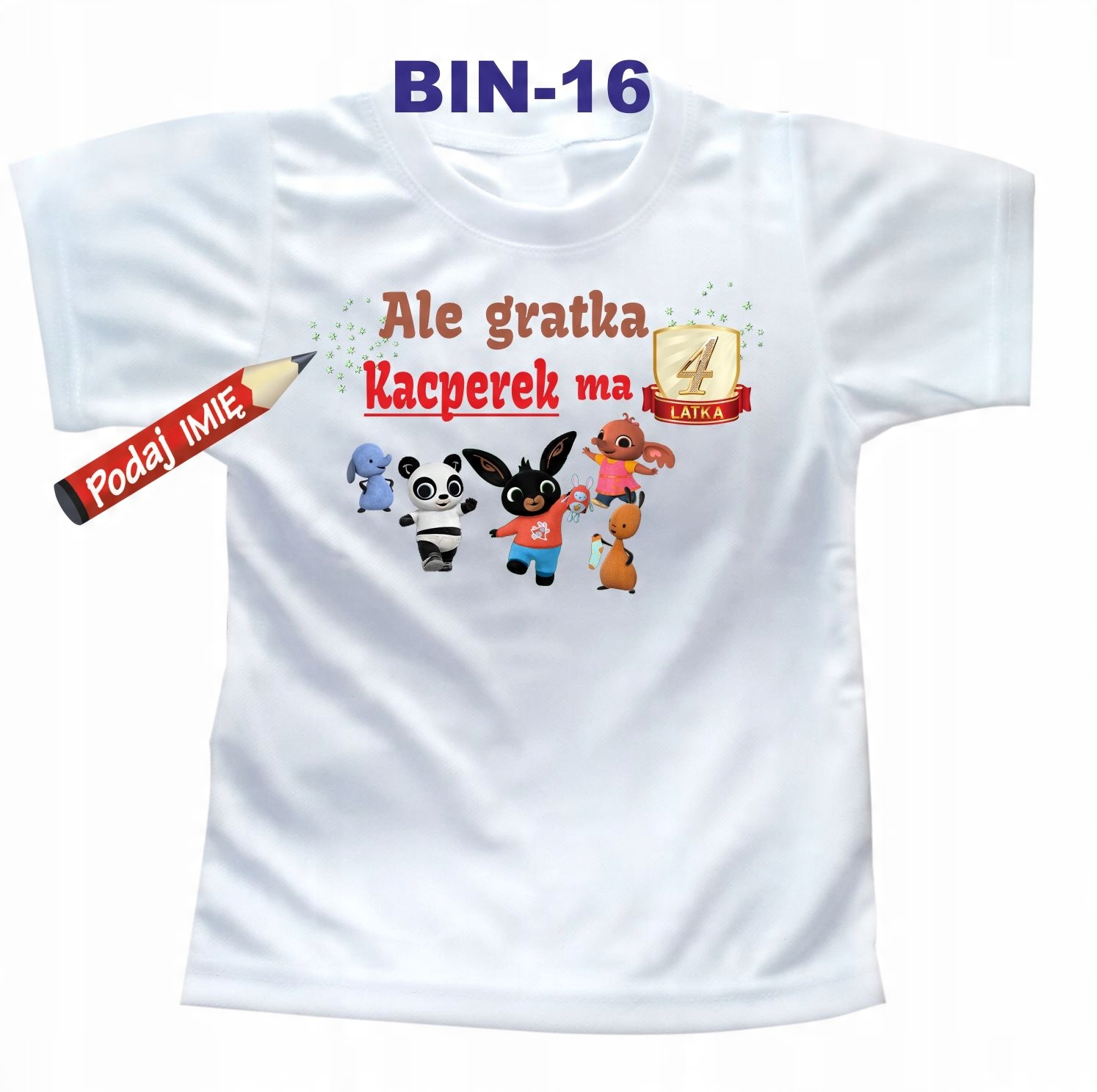 

Koszulka na 4 Urodziny Bing imię dziecka 110 cm