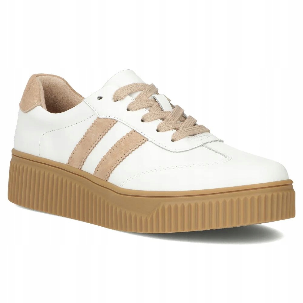 półbuty damskie Skórzane sportowe sneakersy Białe trampki Filippo DP6776/26
