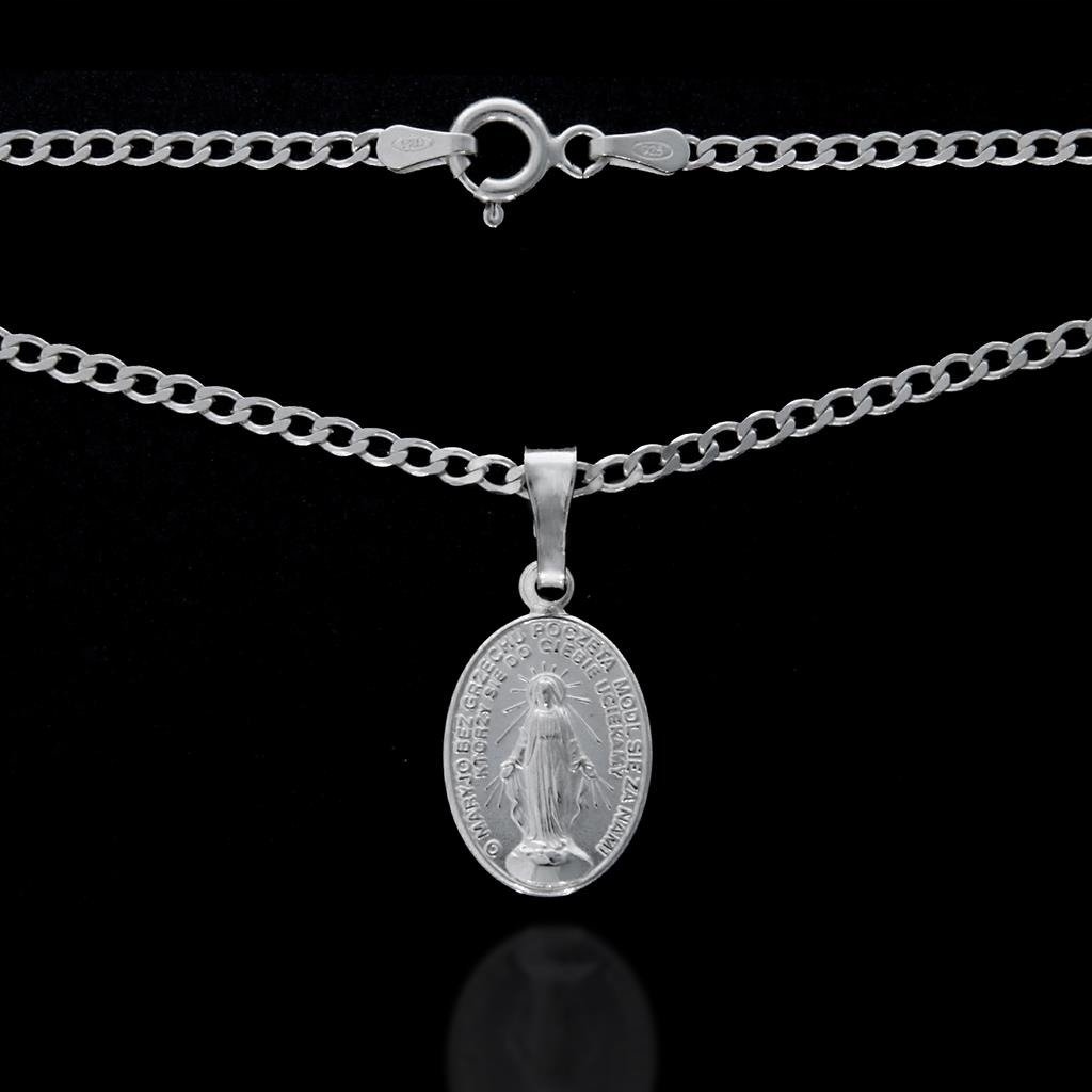SREBRNY ŁAŃCUSZEK KOMUNIJNY I CUDOWNY MEDALIK 70CM Długość całkowita 70 cm