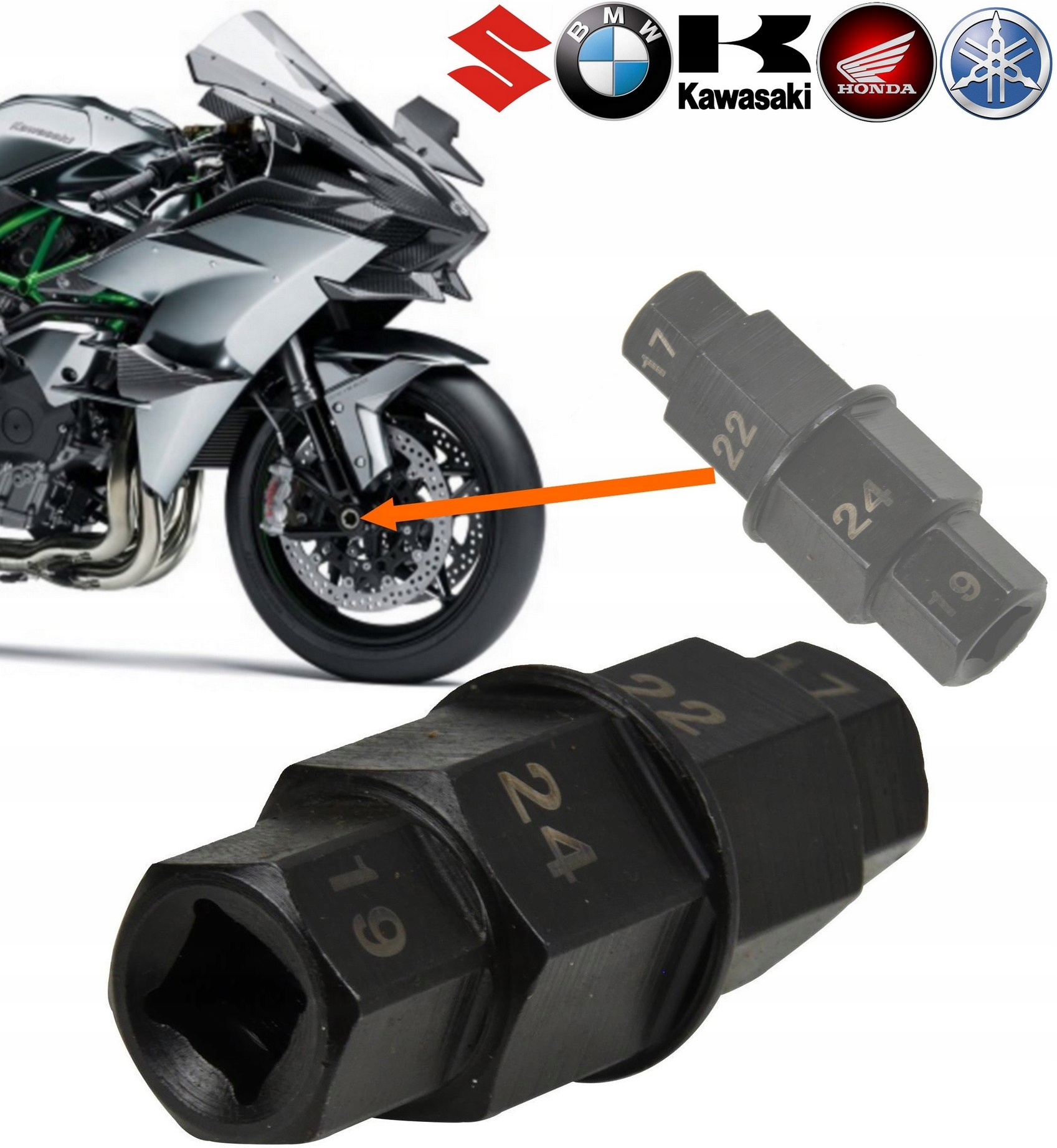 

Klucz Nasadka osi przedniego koła motocykla 17-24