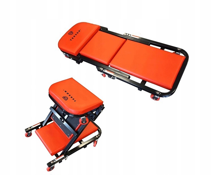 LEŻANKA WARSZTATOWA 2W1 SKŁADANA 7 KOŁOWA SIEDZISKO TEKSON