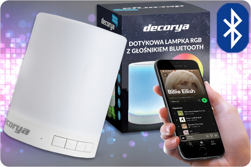 BEZPRZWODOWY GŁOŚNIK BLUETOOTH KOLOROWA LAMPKA RGB KULA DISCO IMPREZOWA Model DecCamp03