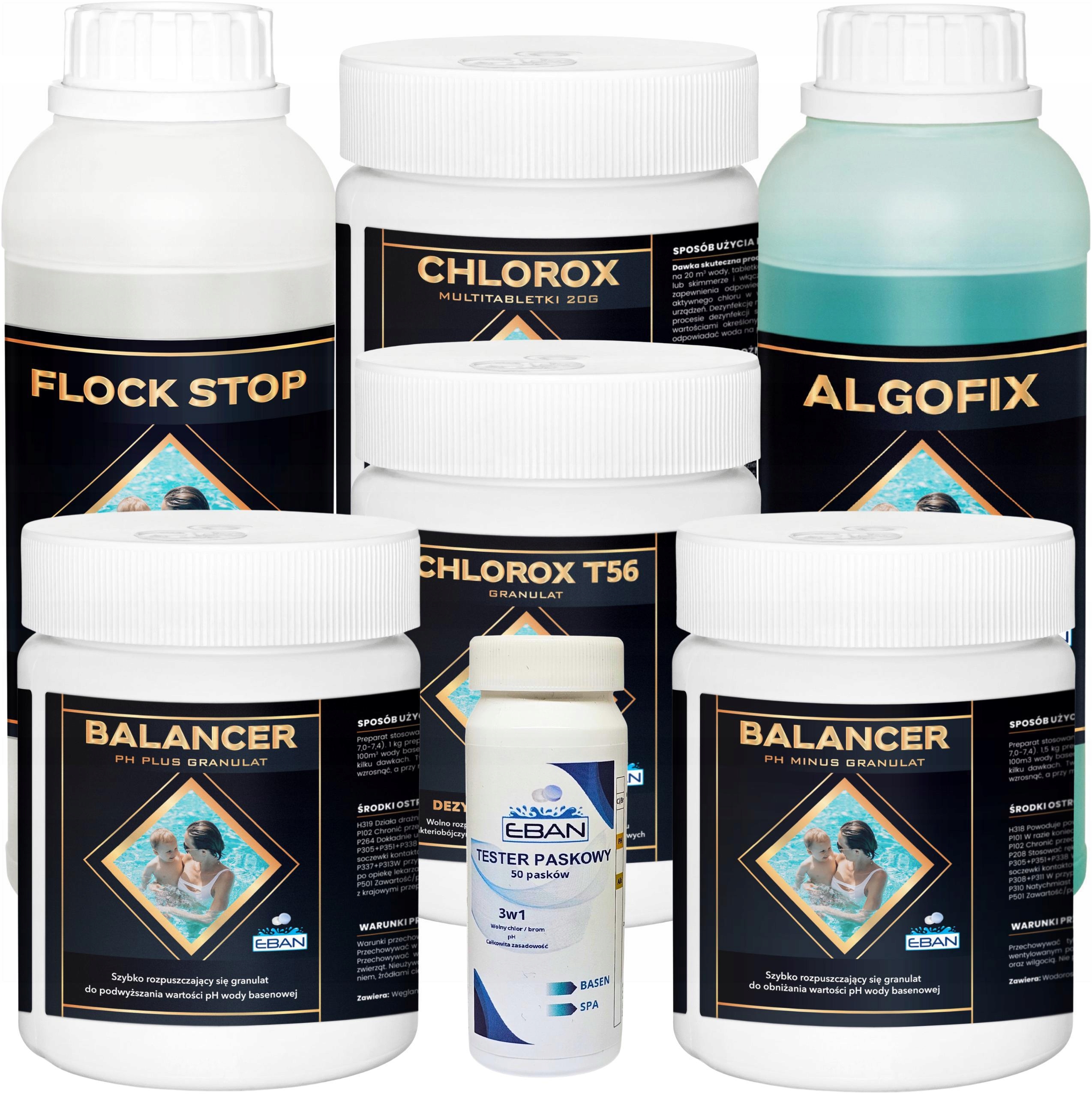 Chemia Basenowa Zestaw Mały Startowy 7W1 Do Basenu Jacuzzi Chlor Ph