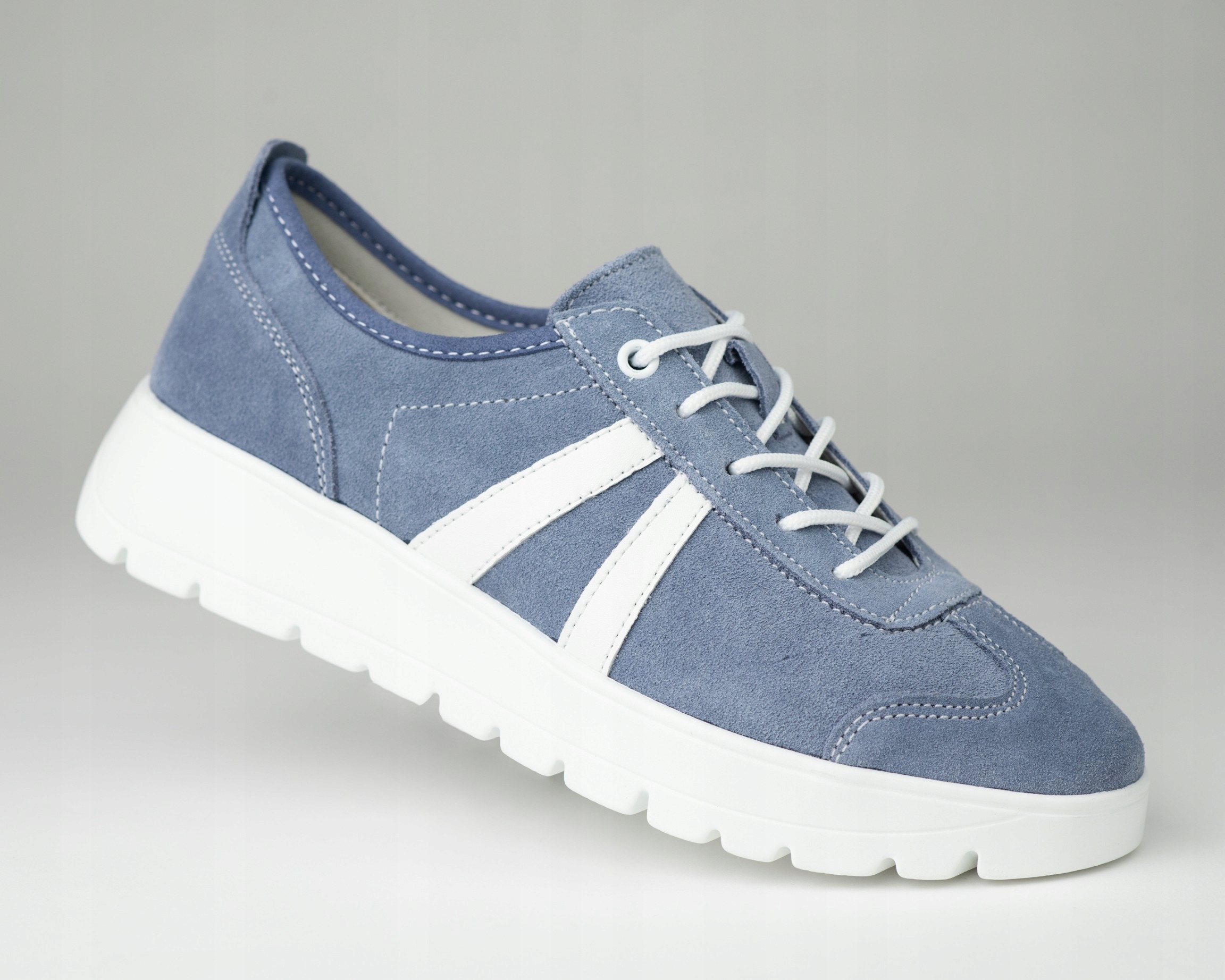 Tenisky z přírodní kůže Goodin GD-XF-126 semiš, měkké, pohodlné, modré