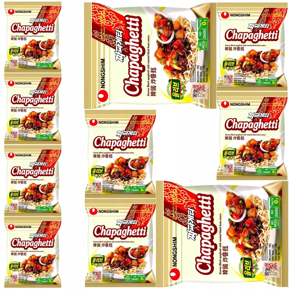 Levně 10x Korejské těstoviny Instantní polévka Chapagetti Černé fazole 140g Nong Shim