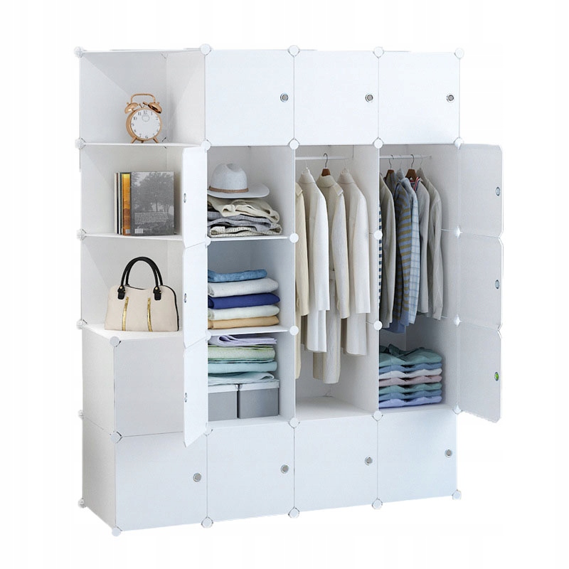 Modułowa Szafa Garderoba Wieszak Szafki XXL Biała Półki Drążek Na Ubrania