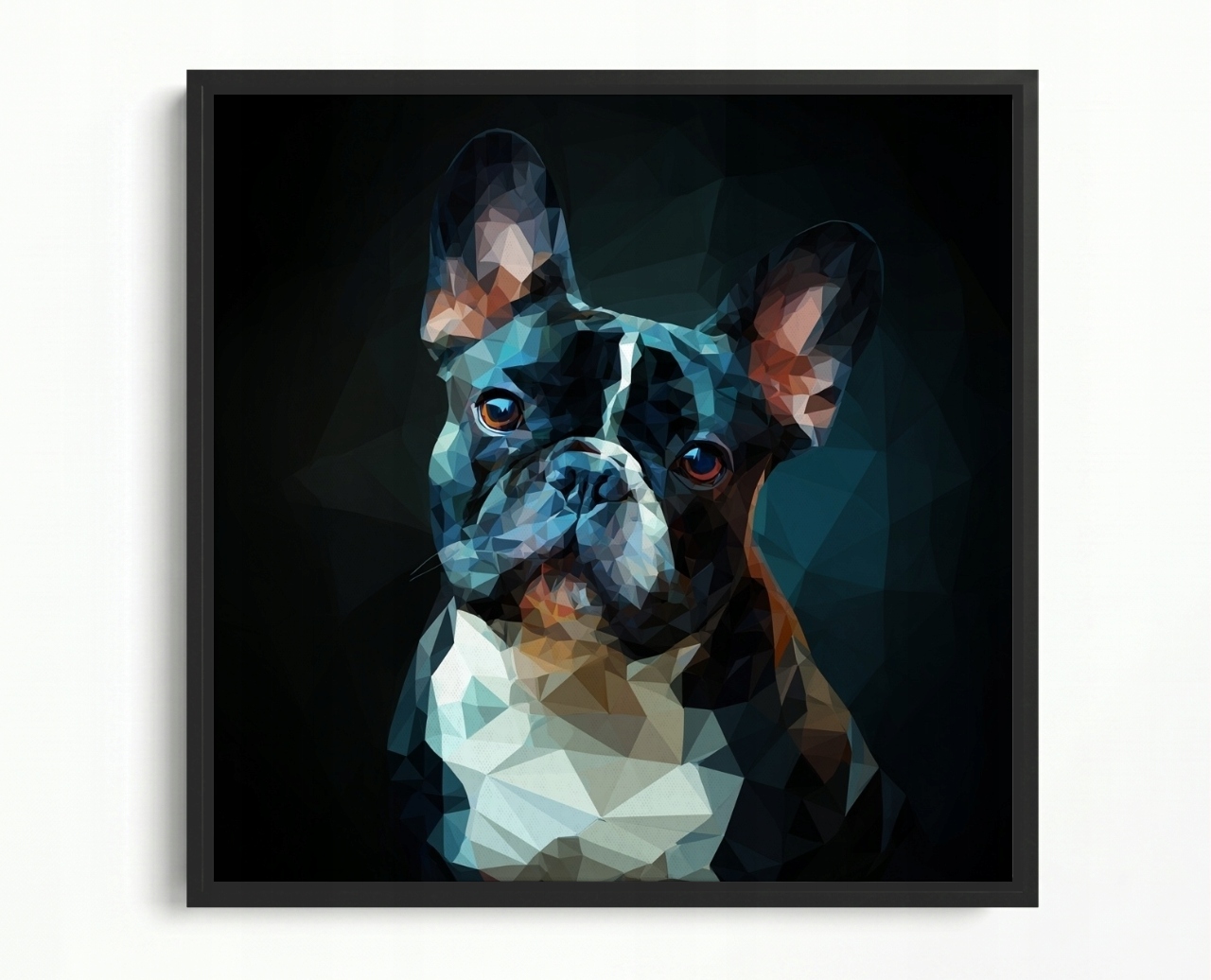 Obraz Rám Americký Box Grafika Low Poly Geometrie Pes Buldoček 3D 50x50