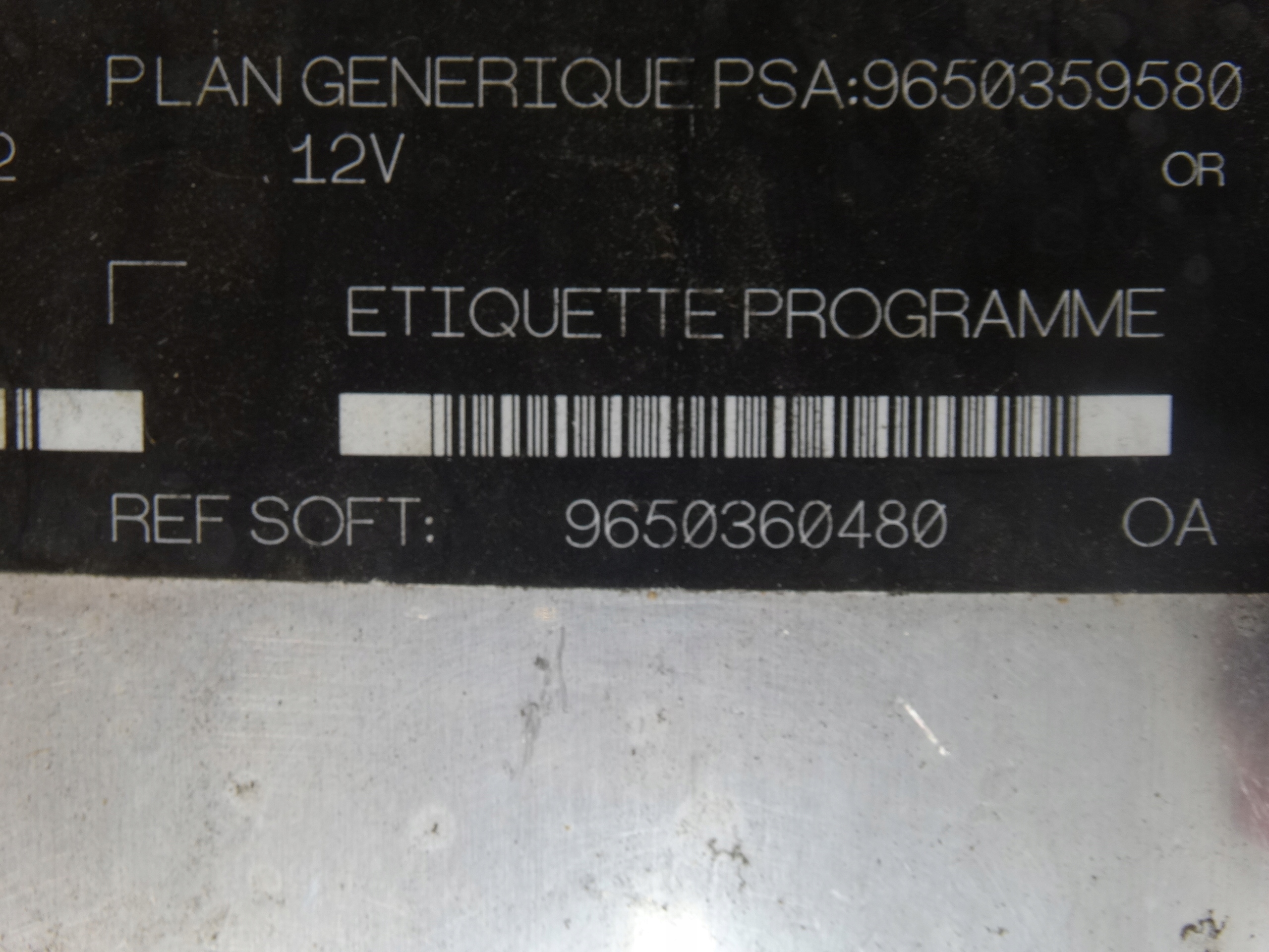 computer control unit of the engine CITROEN BERLINGO 1.9D 9650360480