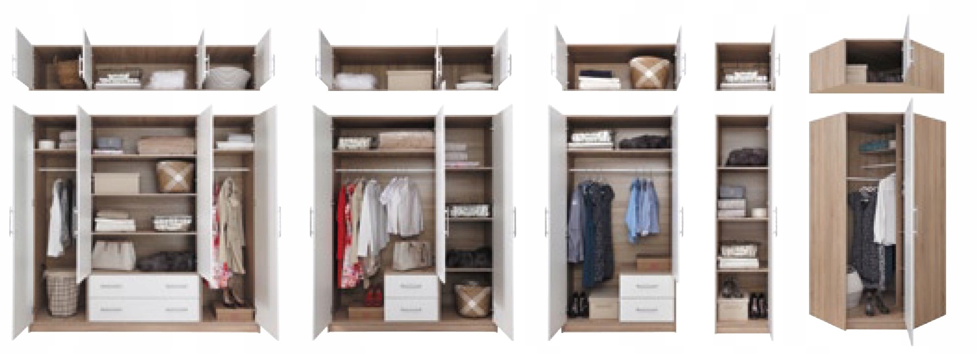 Szafa DUŻA garderoba sypialnia biały dąb SMART SR1 Wykończenie matowe