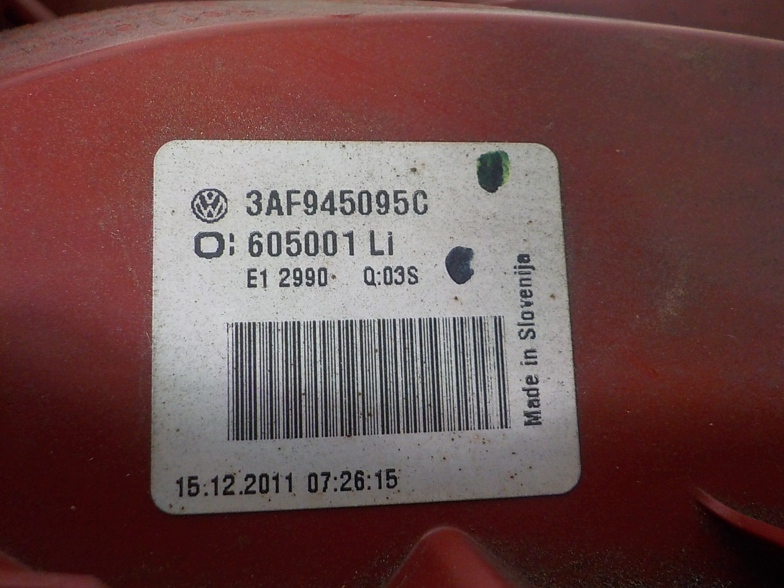 VOLKSWAGEN PASSAT B7 KOMBI light left rear left rear part 3AF945095C