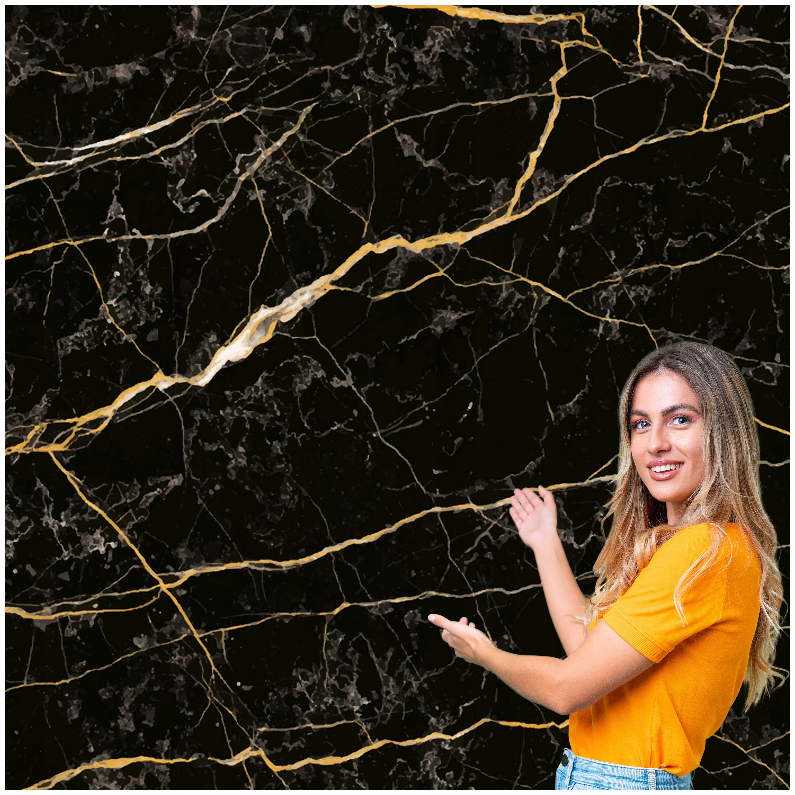 Fototapeta 3D Pozadí Textura Mramor Černá Zlato 588x260 TLA50W