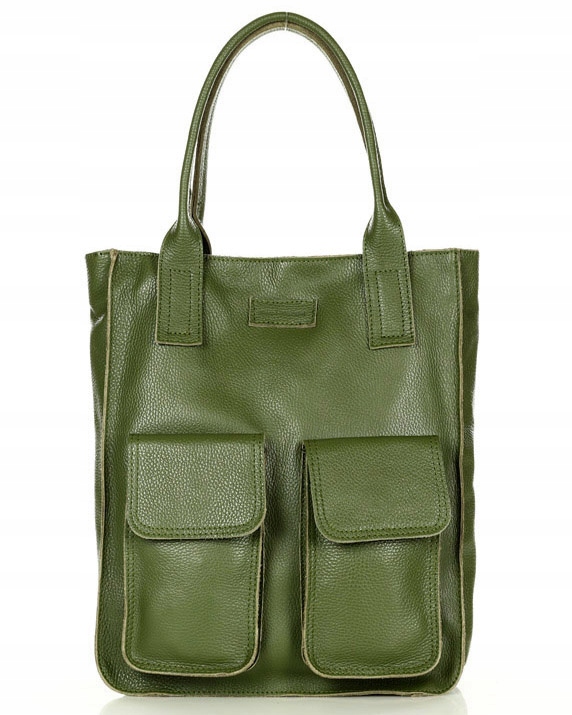 Torebka damska duża Skórzany shopper z kieszeniami