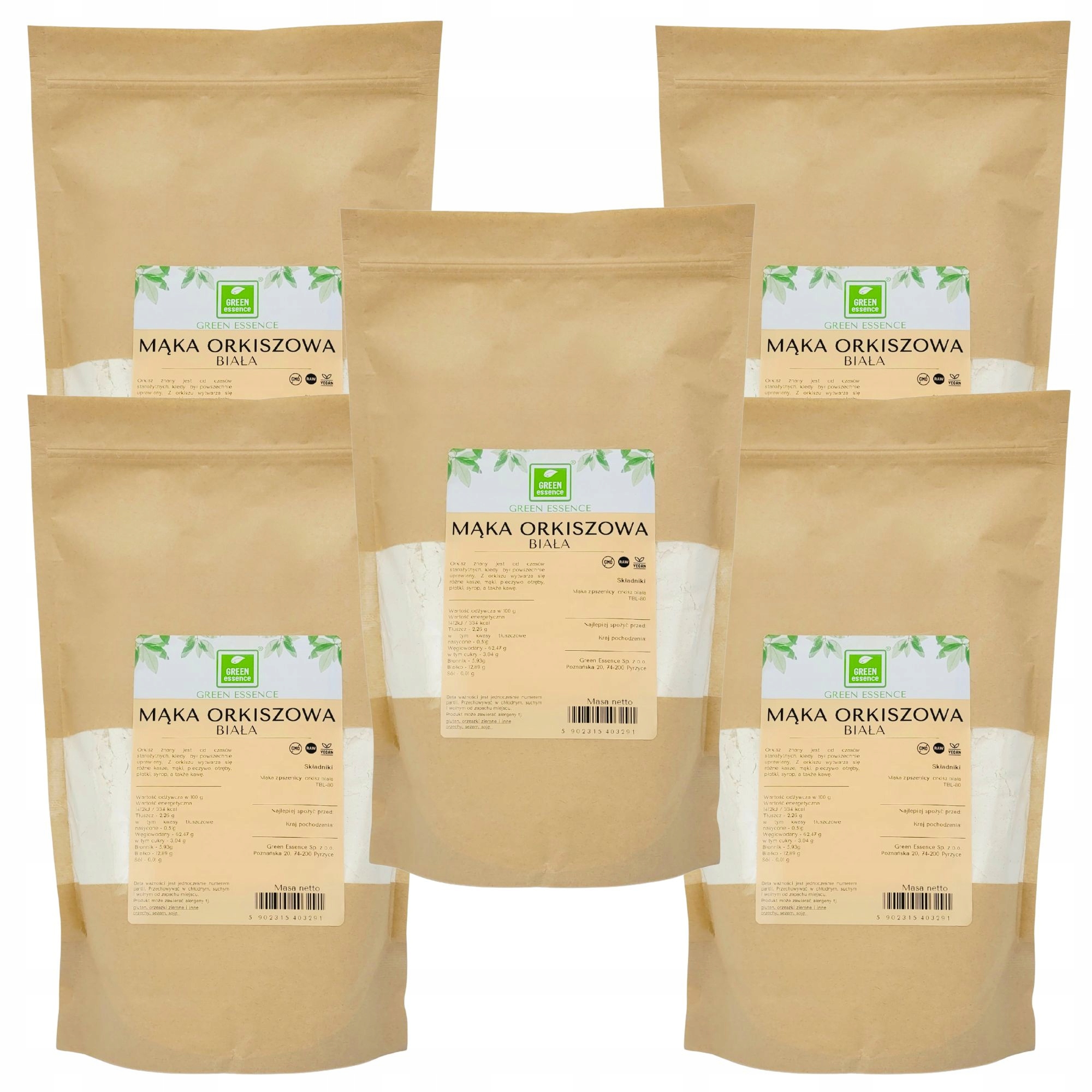 Špaldová mouka světlá bílá 5 kg na chlebový chléb 5 x 1 kg Přírodní