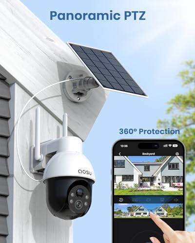 AOSU Kamera Zewnętrzna Z Panelem Solarnym Bezprzewodowa Z Czujnikiem Ruchu — miniatura 3