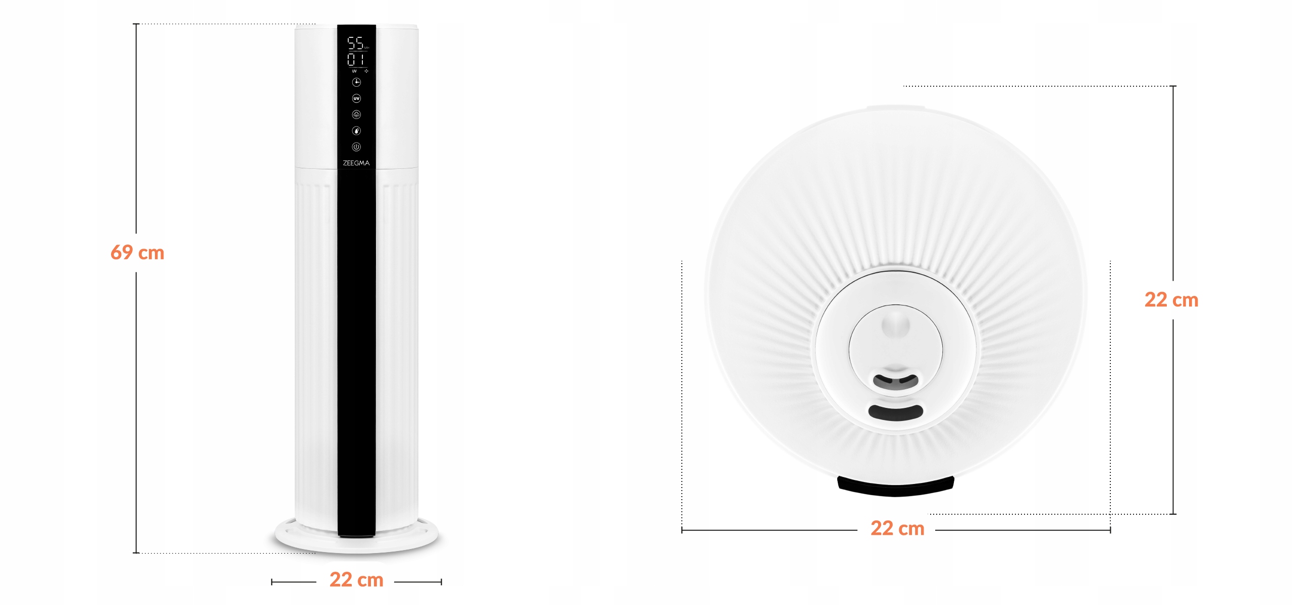 JONIZATOR, NAWILŻACZ POWIETRZA ULTRADŹWIĘKOWY AUTO Kolor dominujący biały