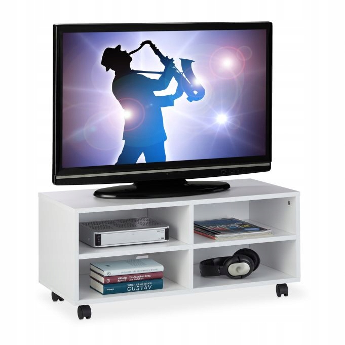 Stojanová Rtv skříňka Relaxdays 80 cm x 35 cm x 35 cm, bílá Tv skříňka