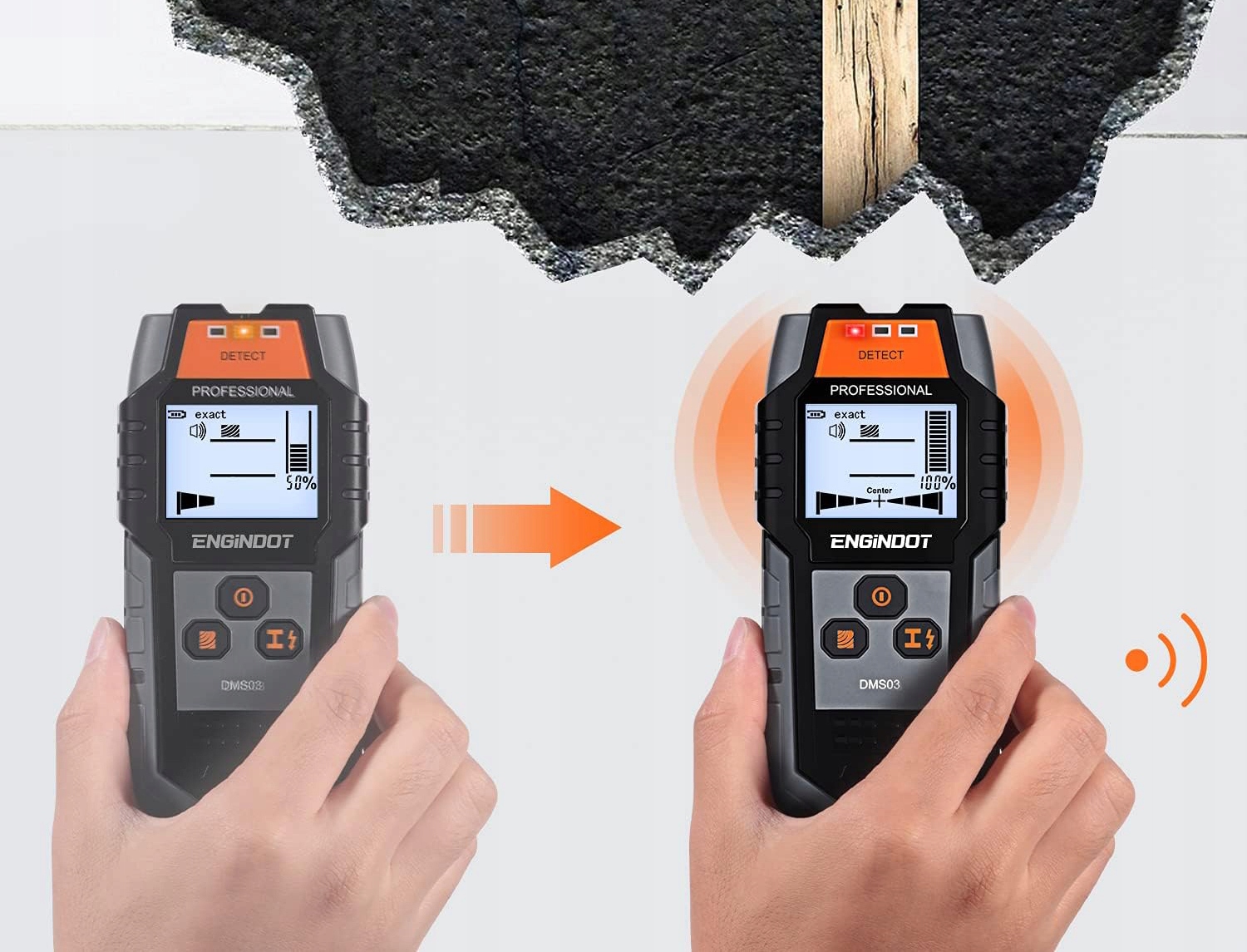 WYKRYWACZ PRZEWODÓW KABLI DETEKTOR METALI RUR W ŚCIANIE DREWNA METALU Zasilanie baterie