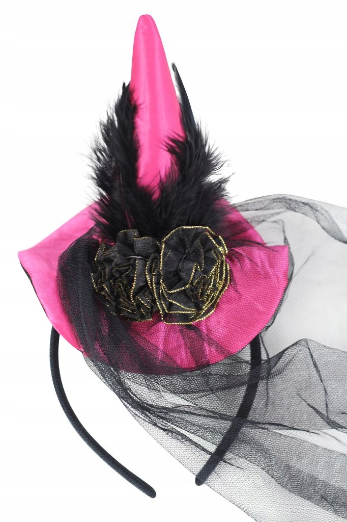 

Kapelusz Opaska Różowy Czarny Z Woalką