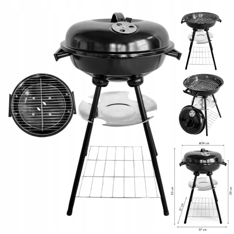 Grill Ogrodowy Węglowy Pokrywa Popielnik Przenośny