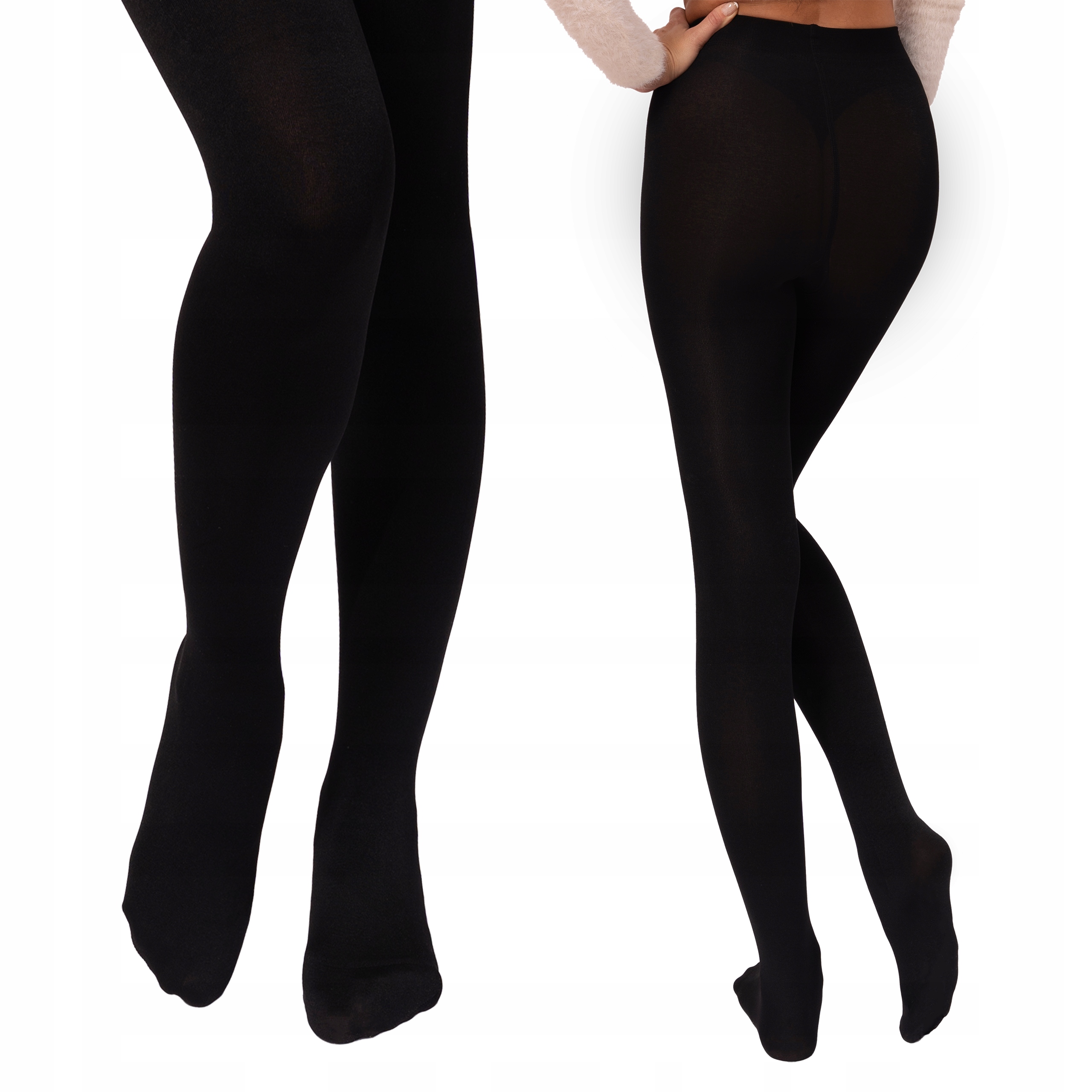 Piro Punčocháče zateplené Polarem teplé pohodlné Velbloudí Vlna černé