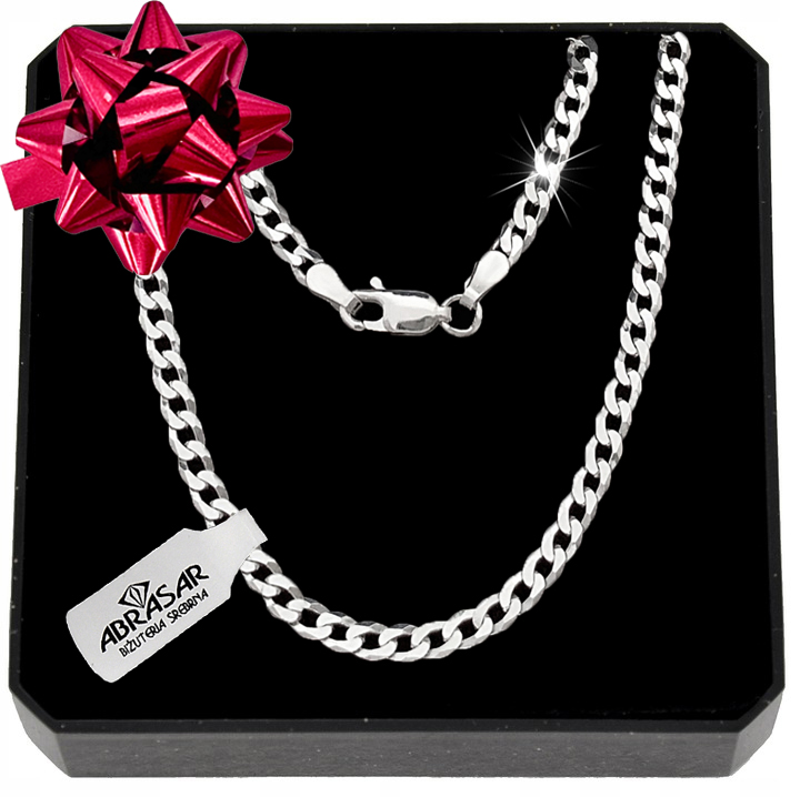 MĘSKI ŁAŃCUSZEK SREBRNY PANCERKA PEŁNY 50cm SREBRO PRÓBA 925 DIAMENTOWANE