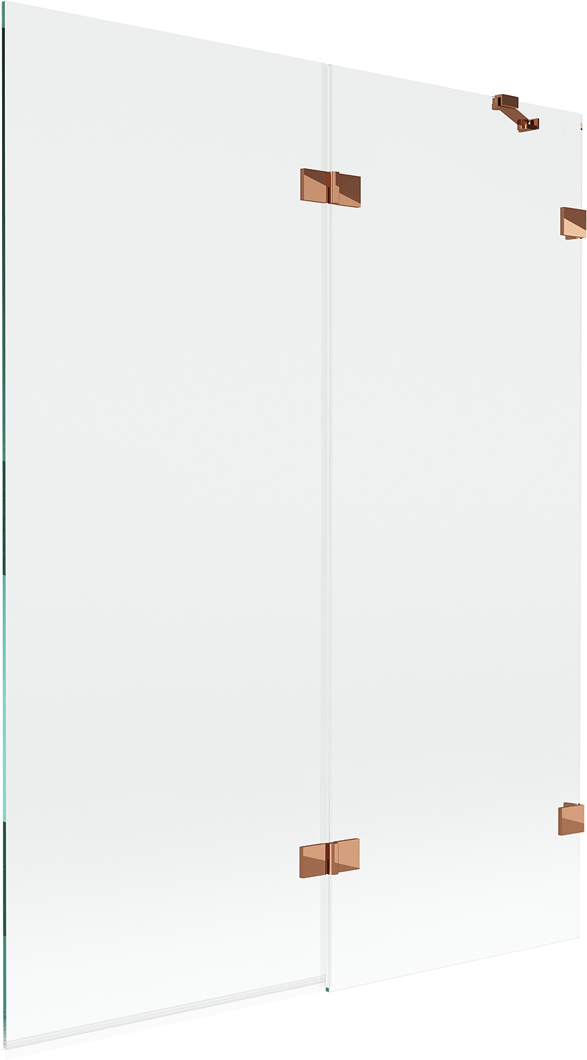 Mexen Lunar vanová zástěna 2dílná pravá 130 x 150 cm, transparentní, růžové