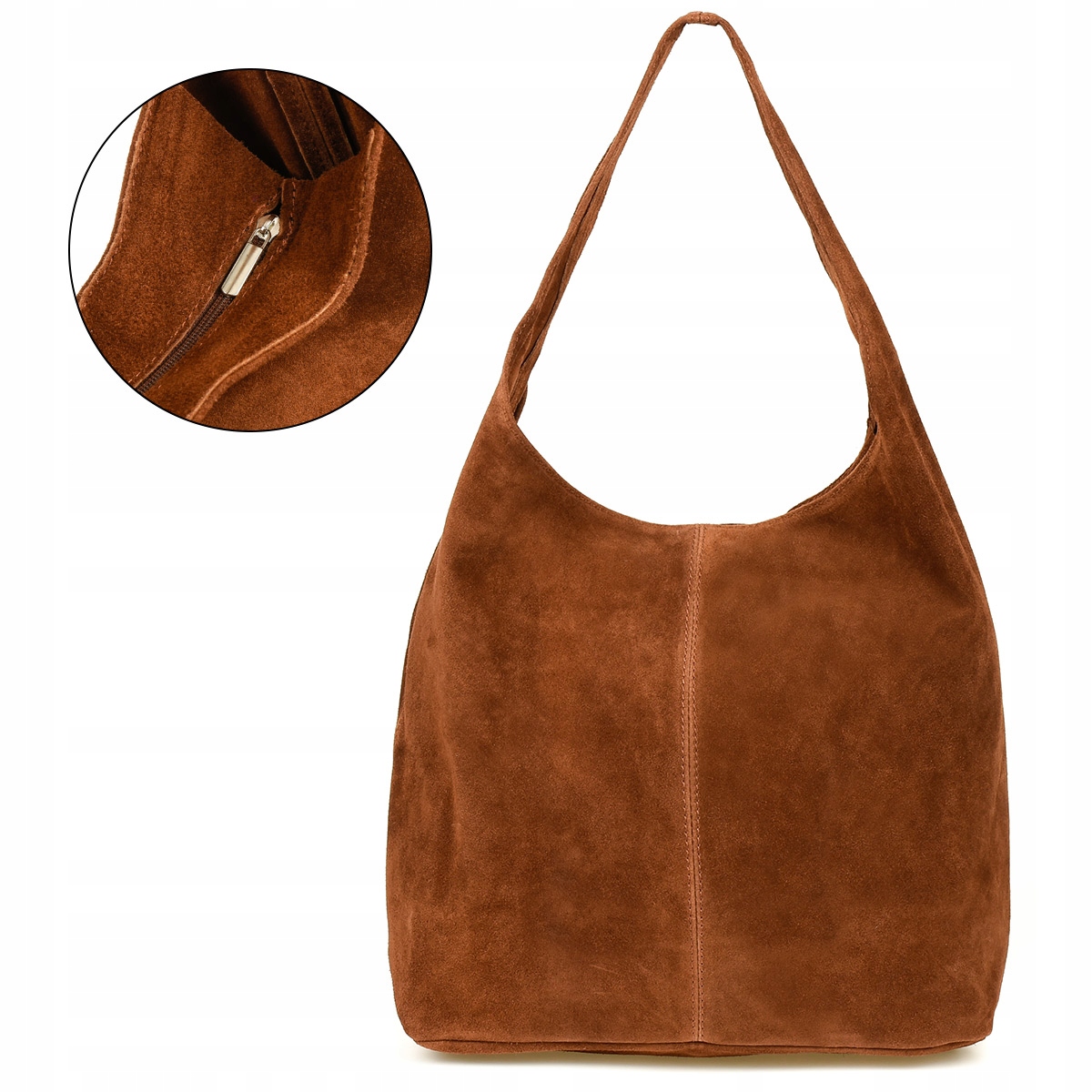 Dámská kožená semišová kabelka shopper A4 prostorná klasická italská kůže