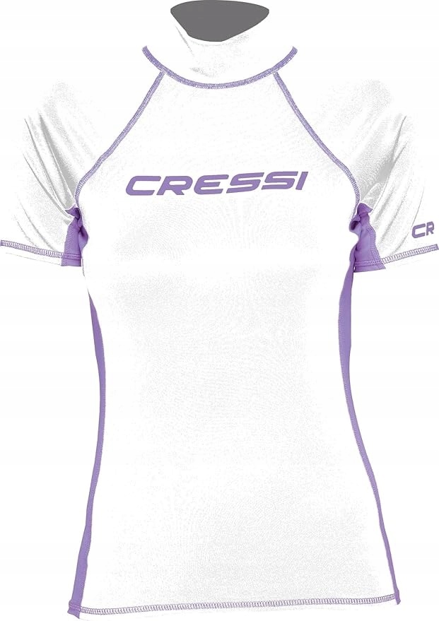 Koszulka damska Cressi Rash Guard XL biała liliowa Uv Upf 50+ krótki rękaw