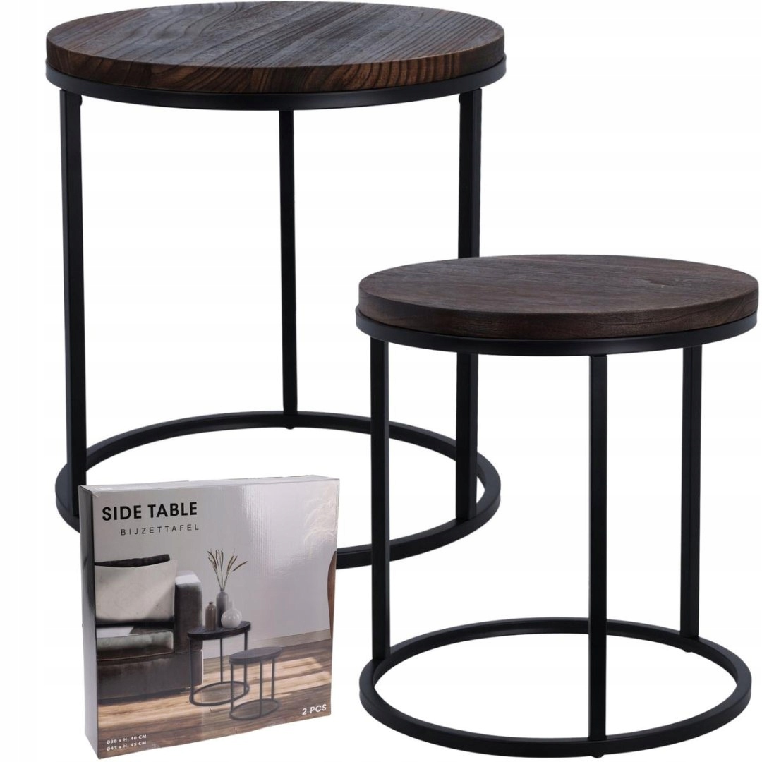 Sada Konferenčních Stolků 2V1 Dřevěná Deska 38/43 CM Vynikající Houseware