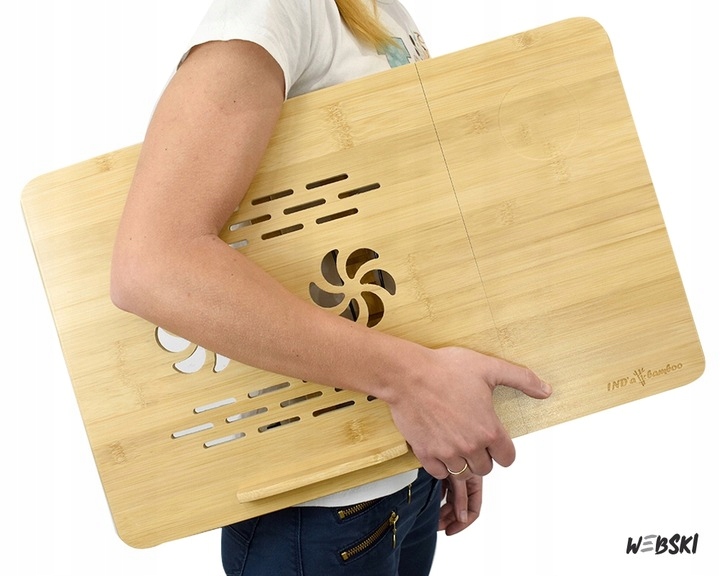 CHŁODZENIE LAPTOPA INDUKCJA LAMPKA STOLIK BAMBUS Marka Webski