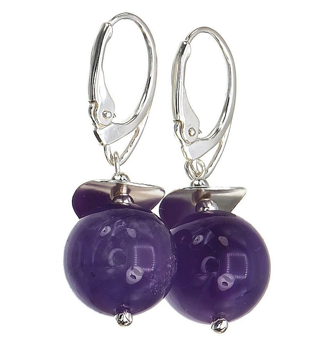 Krásné Stříbro Náušnice s přírodním ametystem