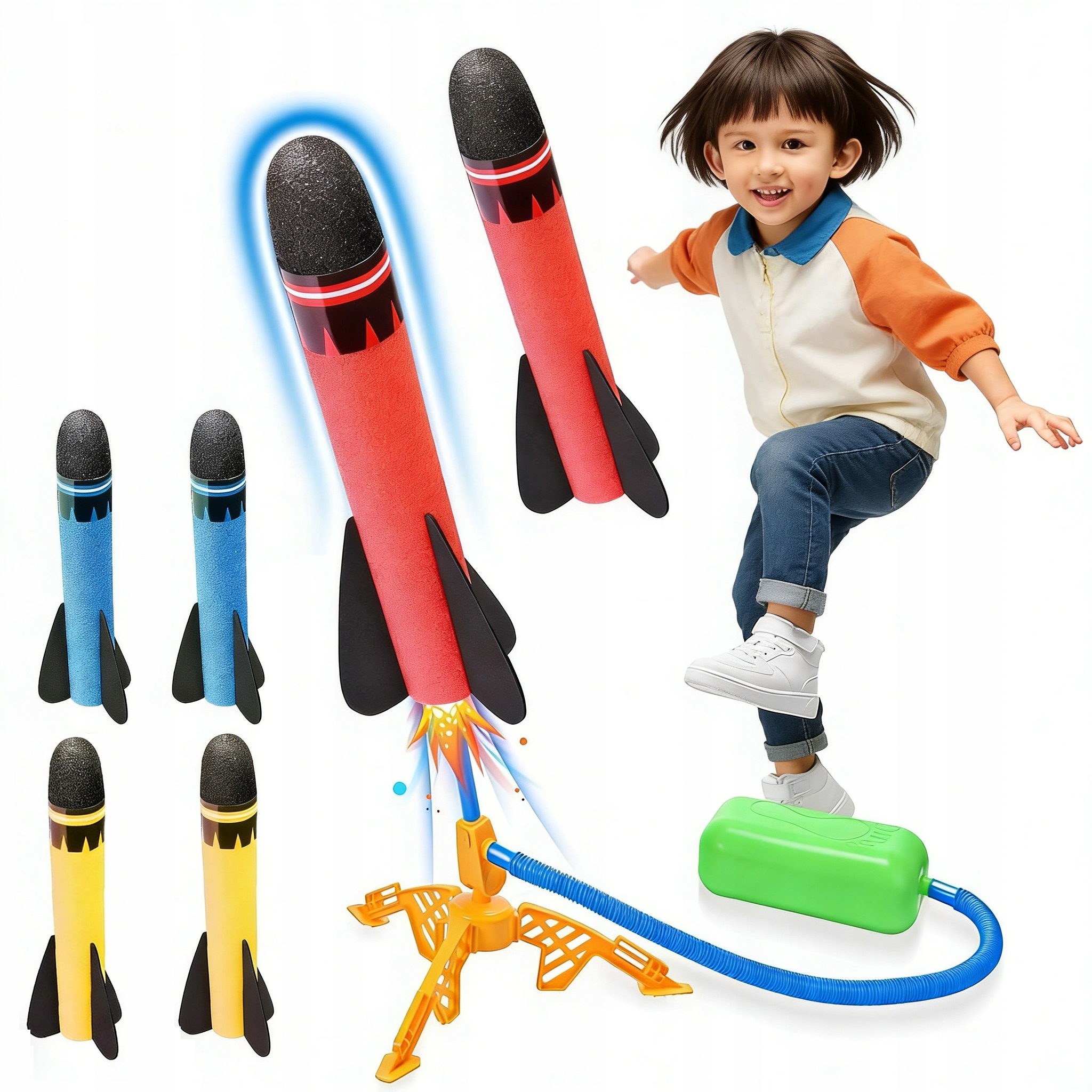WYRZUTNIA RAKIET PIANKOWYCH ZABAWKA DLA DZIECI STOMP ROCKET GRA