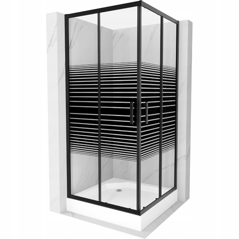 Mexen Rio sprchový kout 90x90cm s vaničkou, Černý