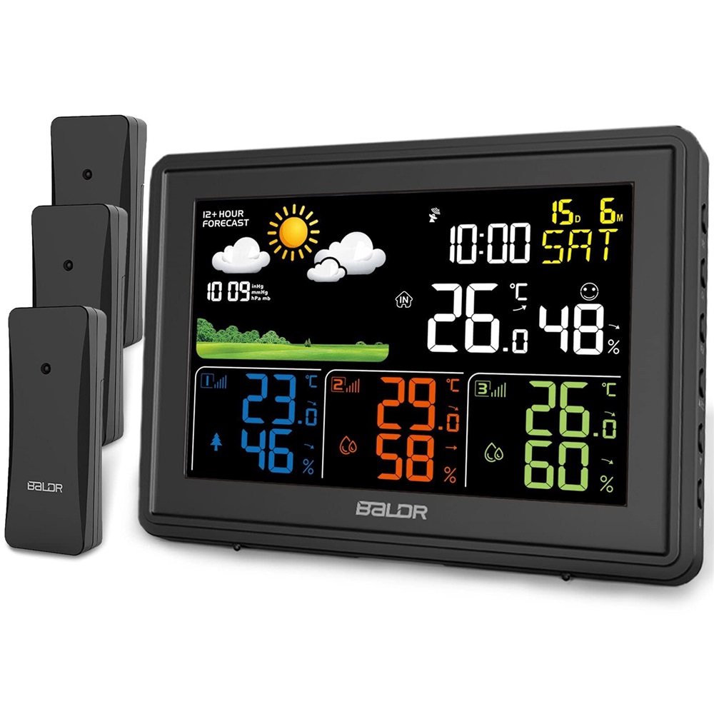 Stacja Pogody Bezprzewodowa Pogodowa Higrometr Meteo 3 Czujniki Pogodynka