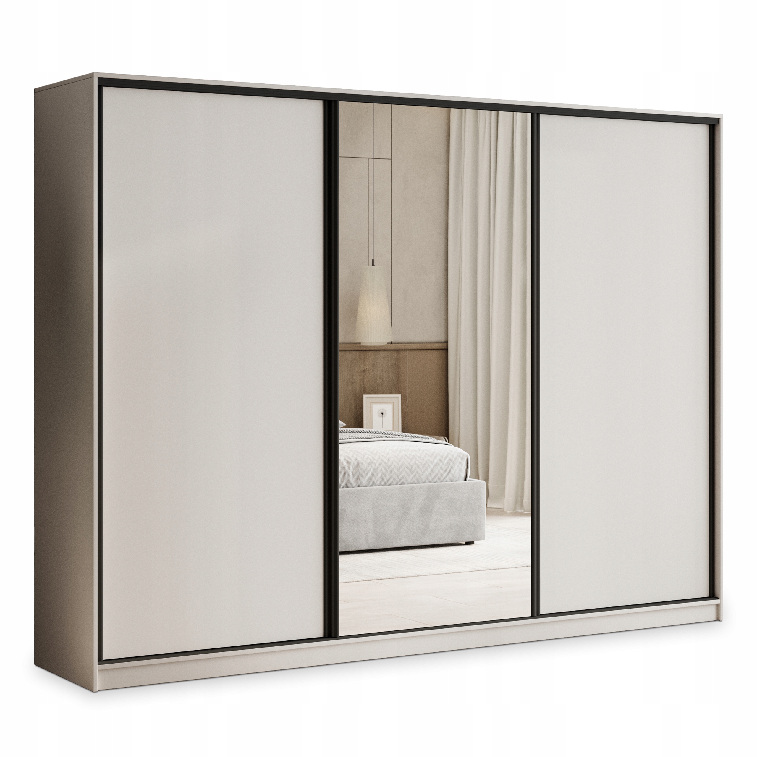 Skříň 235 cm se zrcadlem Zásuvky s třemi dveřmi Kašmír