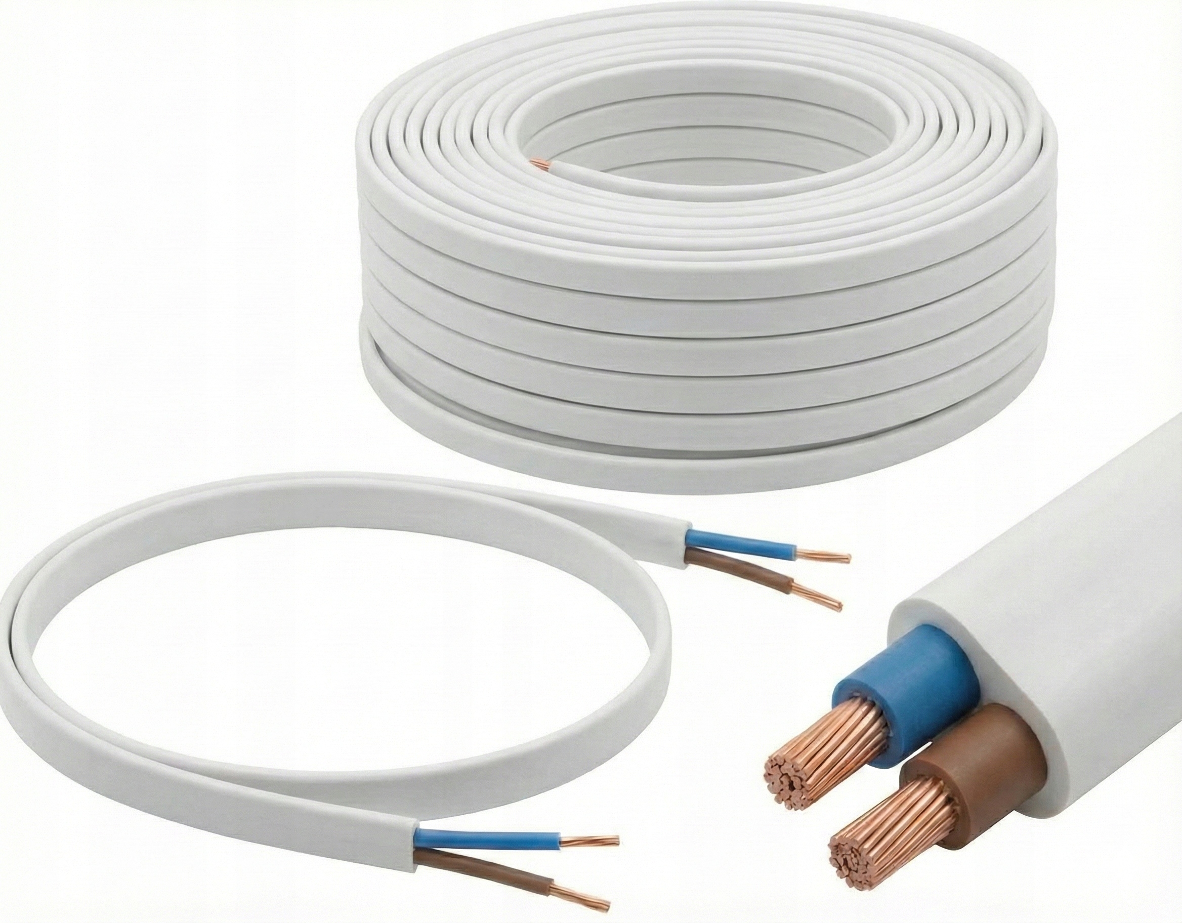 Przewód płaski OMYp 2x1 biały 300V Elektrokabel – 100m