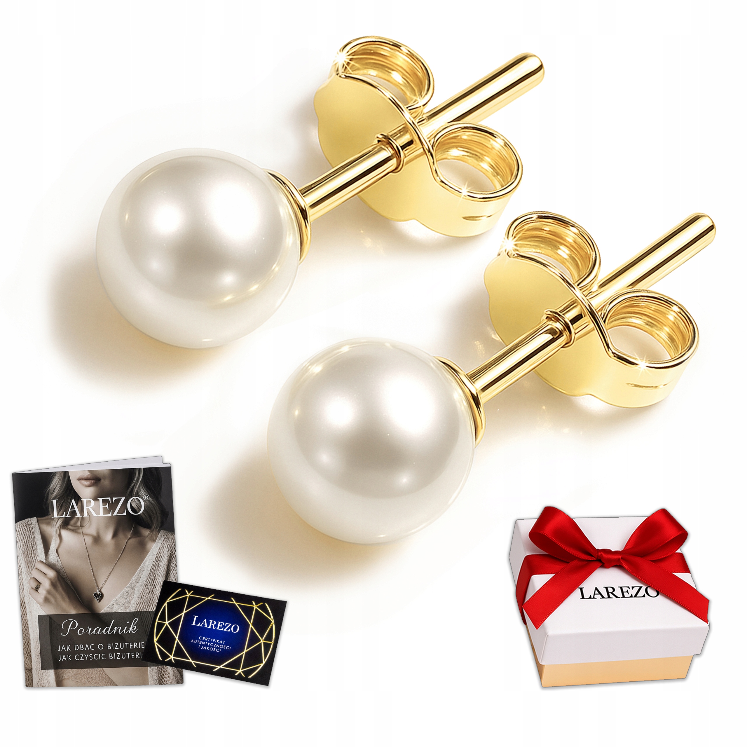 Zlaté Náušnice Bílé přírodní sladkovodní perly s bílou perlou Stříbro 925