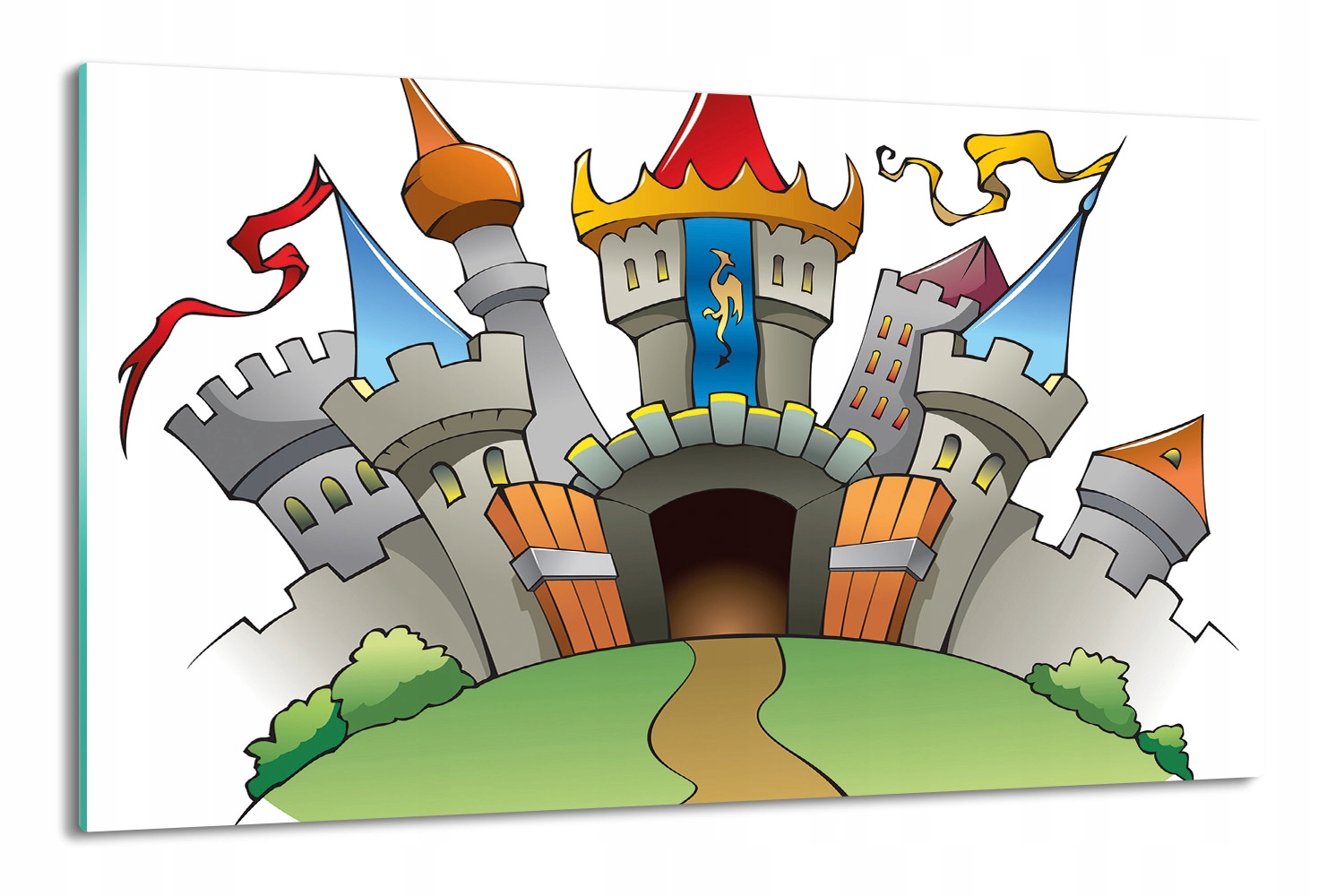 skleněná krytka 80x52 tisk Středověký hrad