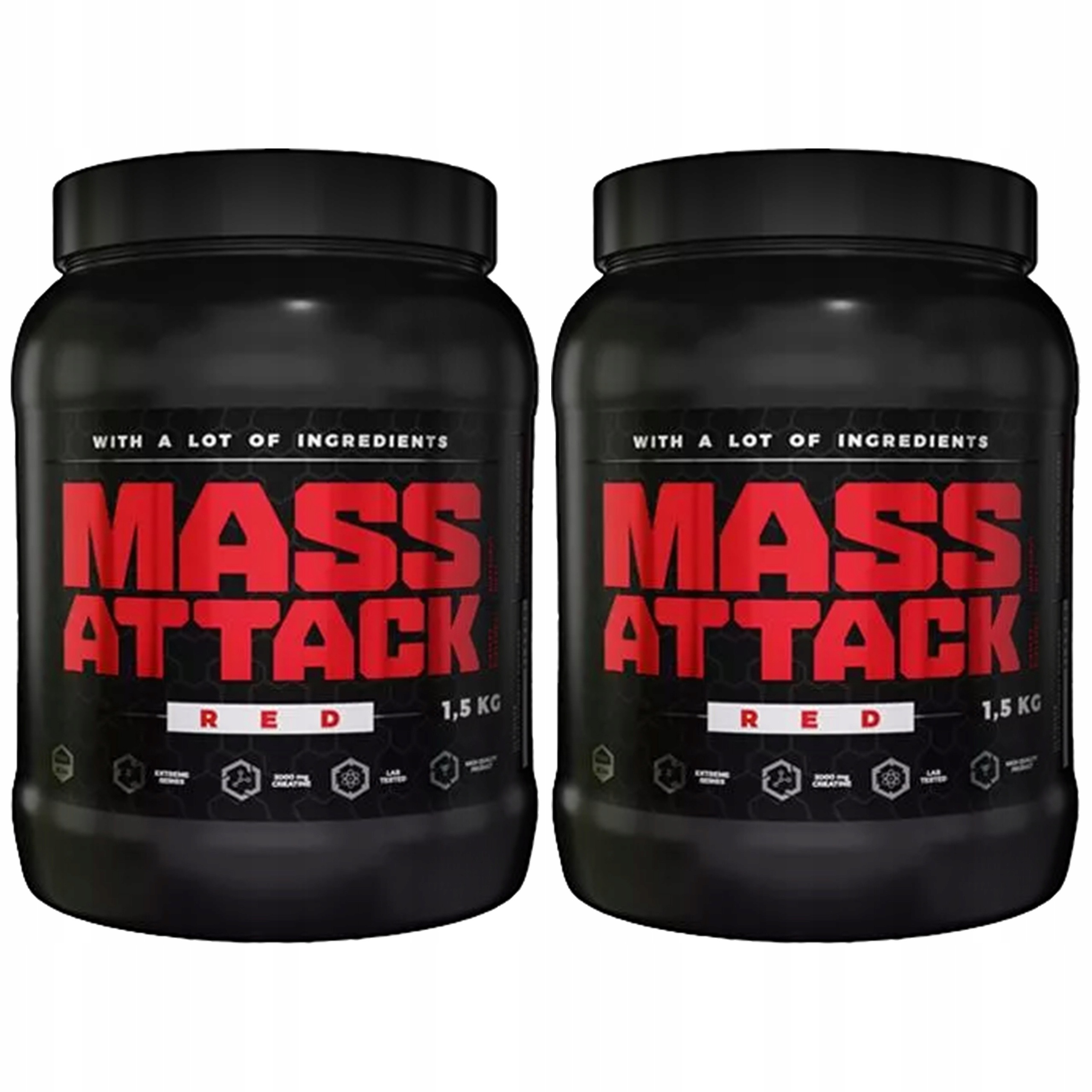 2x FitLabs Mass Attack 1500g Gainer Kreatin Bcaa Na Hmotu