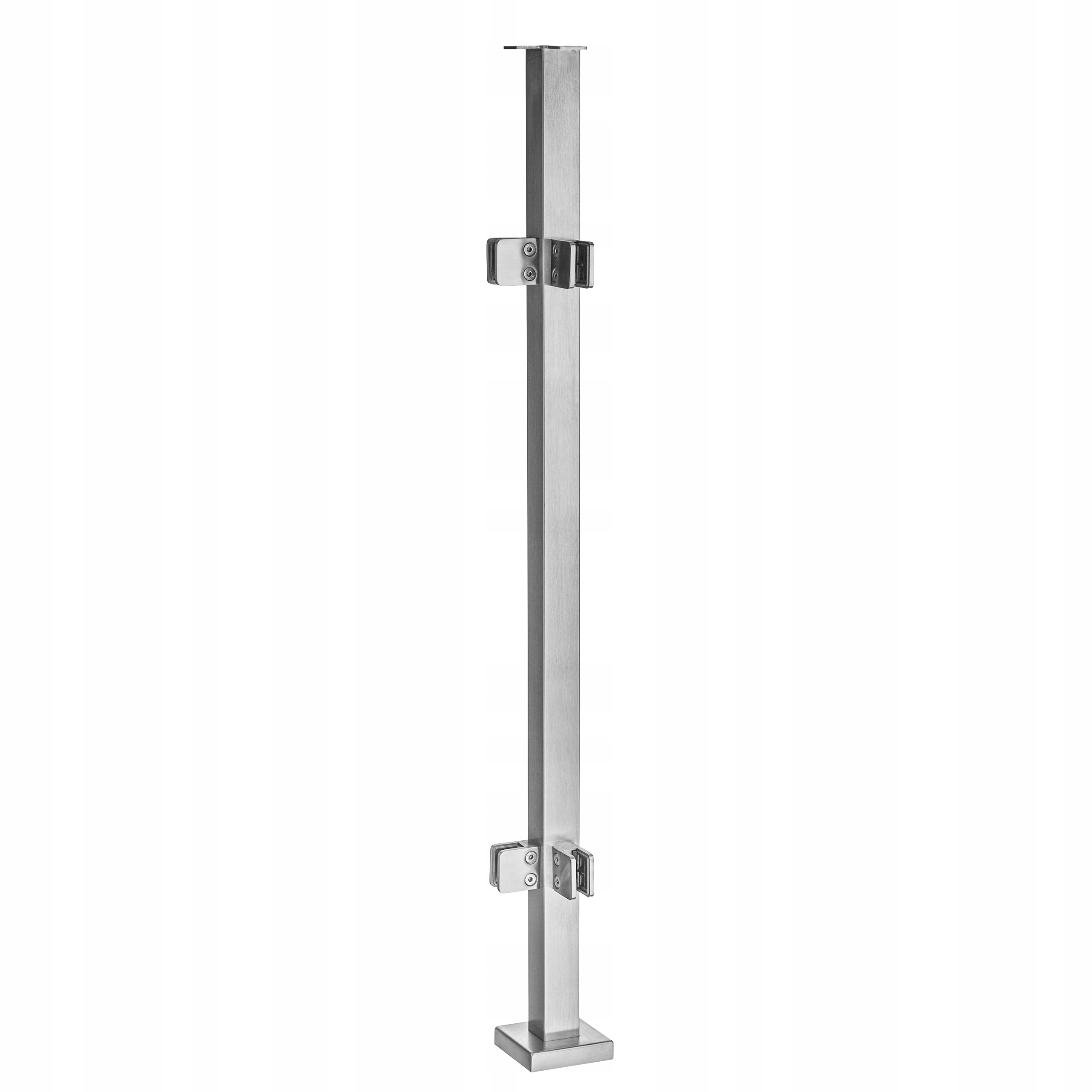 Rohový sloupek pro skleněné zábradlí 110 cm 40x40 Satén 4 držáky na sklo