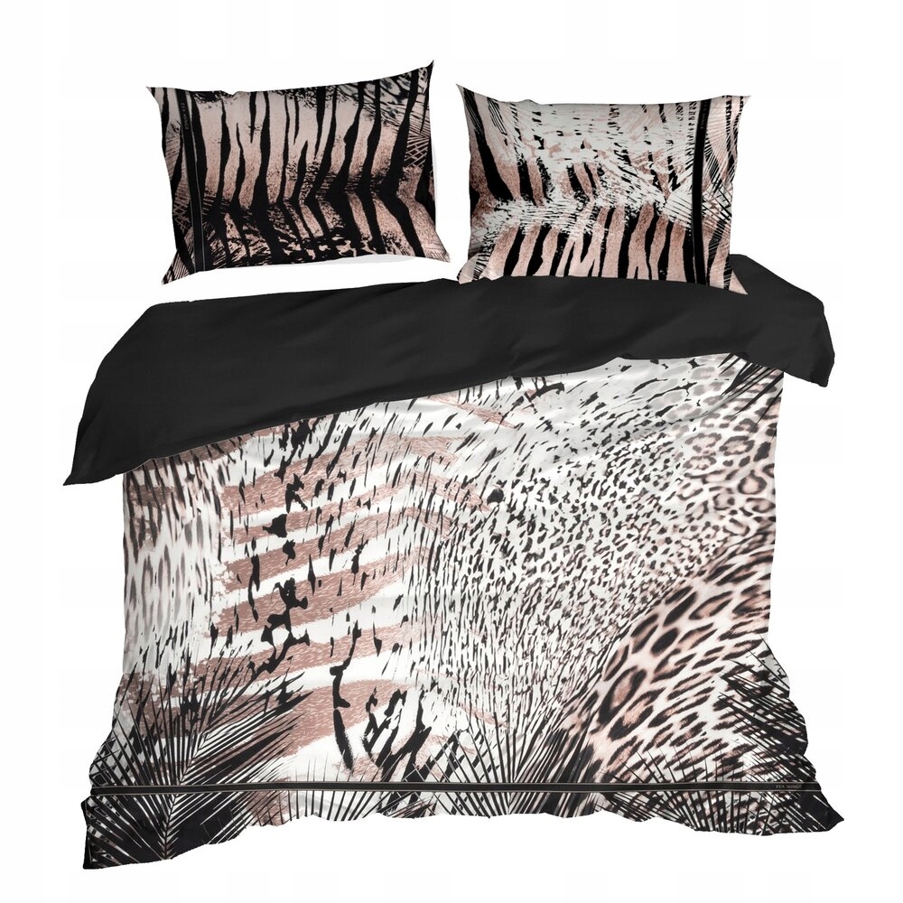 Posteľná Bielizeň Eva 160x200 Eva Minge j.hnedá, čierna, zvieracie škvrnky, zebra