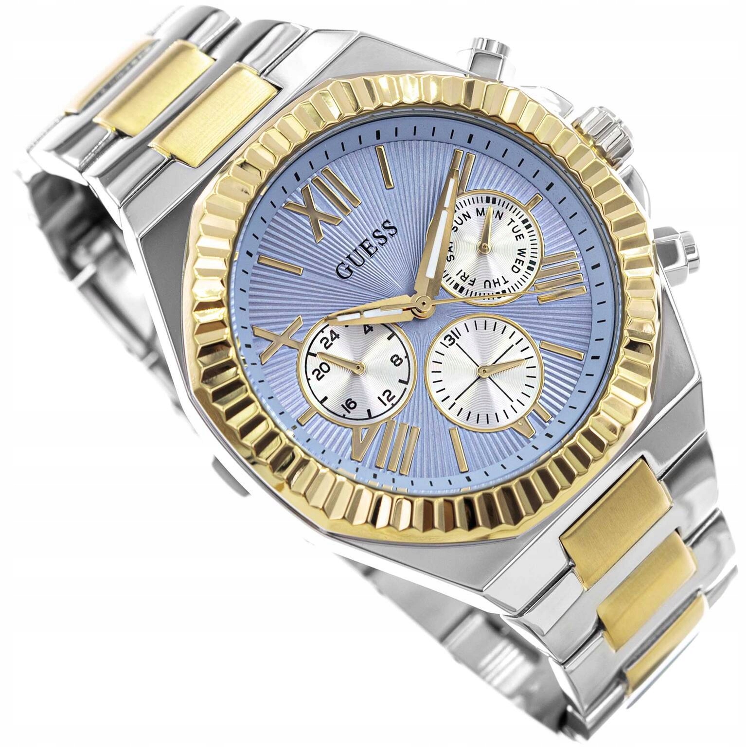 Pánské Hodinky Guess GW0703G3 Equity Stříbrno-zlaté Na Náramku Datumovka