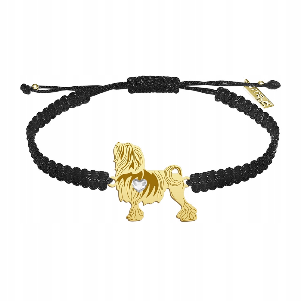 Zlatý náramek s psem Lowchen 925 Dárek Šperky Makramé Gravírování