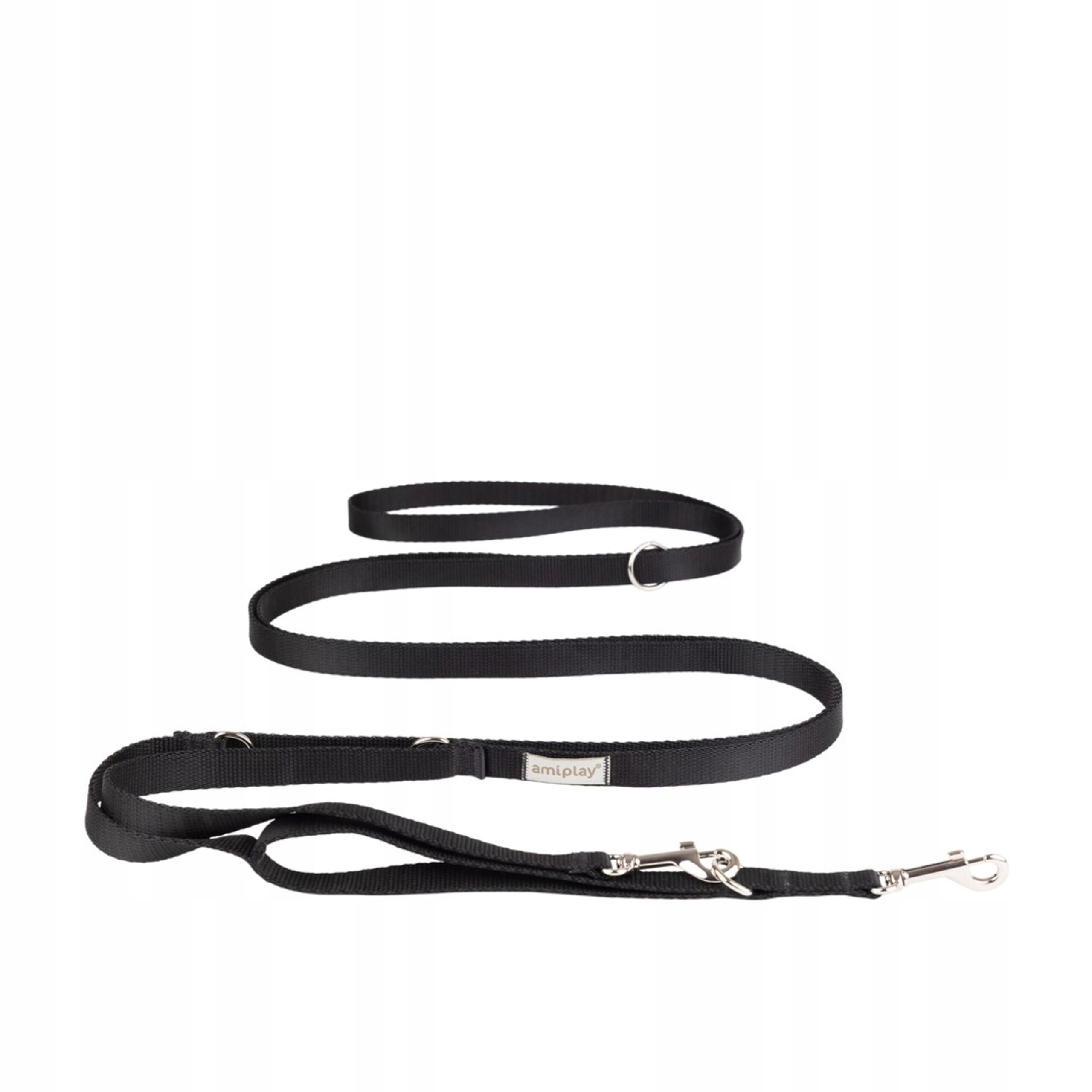 Levně Vodítko pro psa Amiplay Samba 8v1 nastavitelná černá vycházková 200–400x2,5 cm