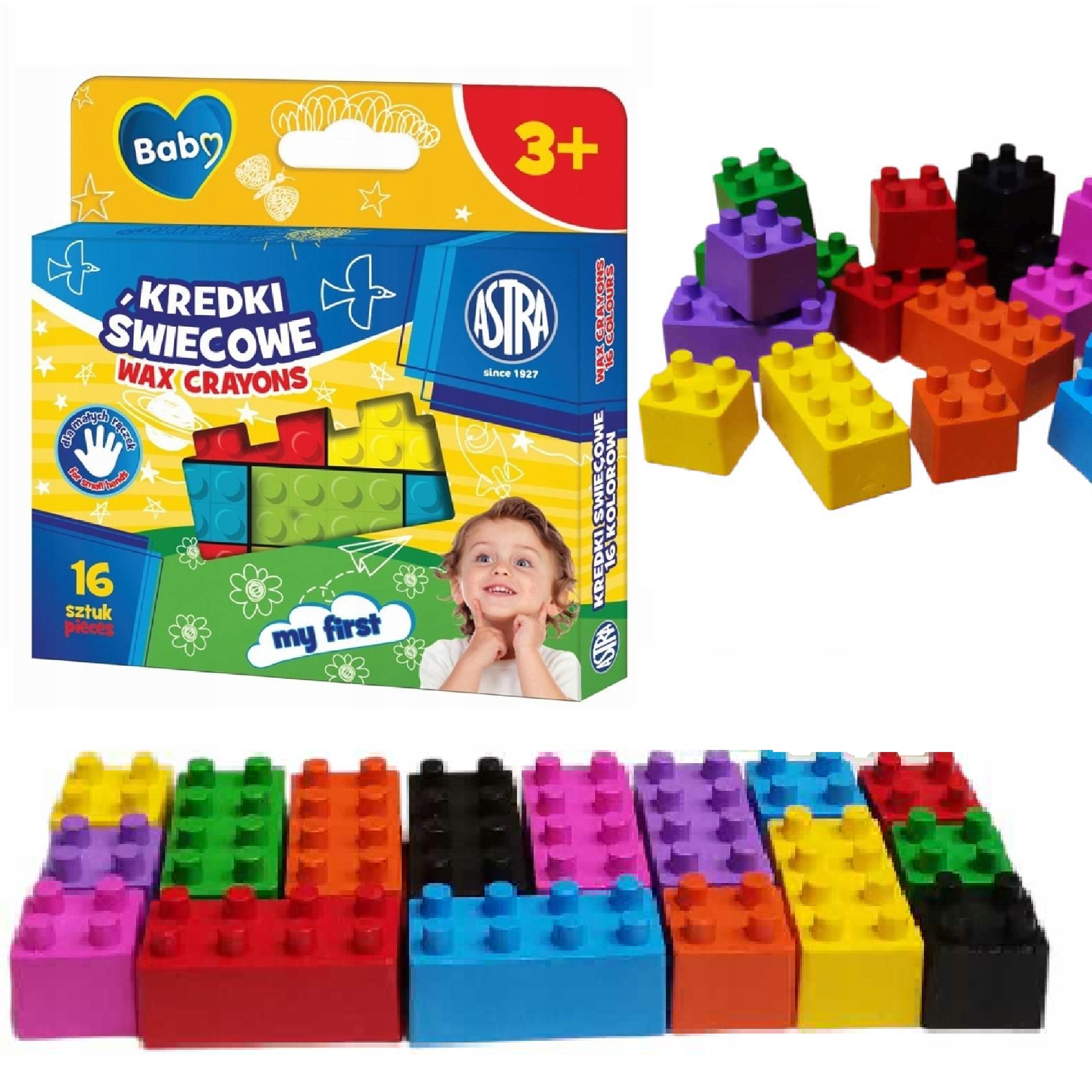 ASTRA KREDKI ŚWIECOWE KLOCKI 8 KOL = 16 SZT