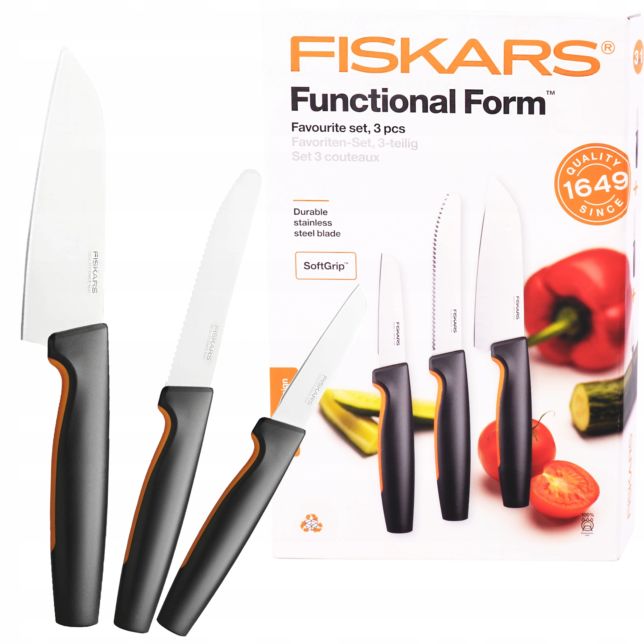 

Fiskars Zestaw 3 El Noży Szefa Do Obierania Warzyw