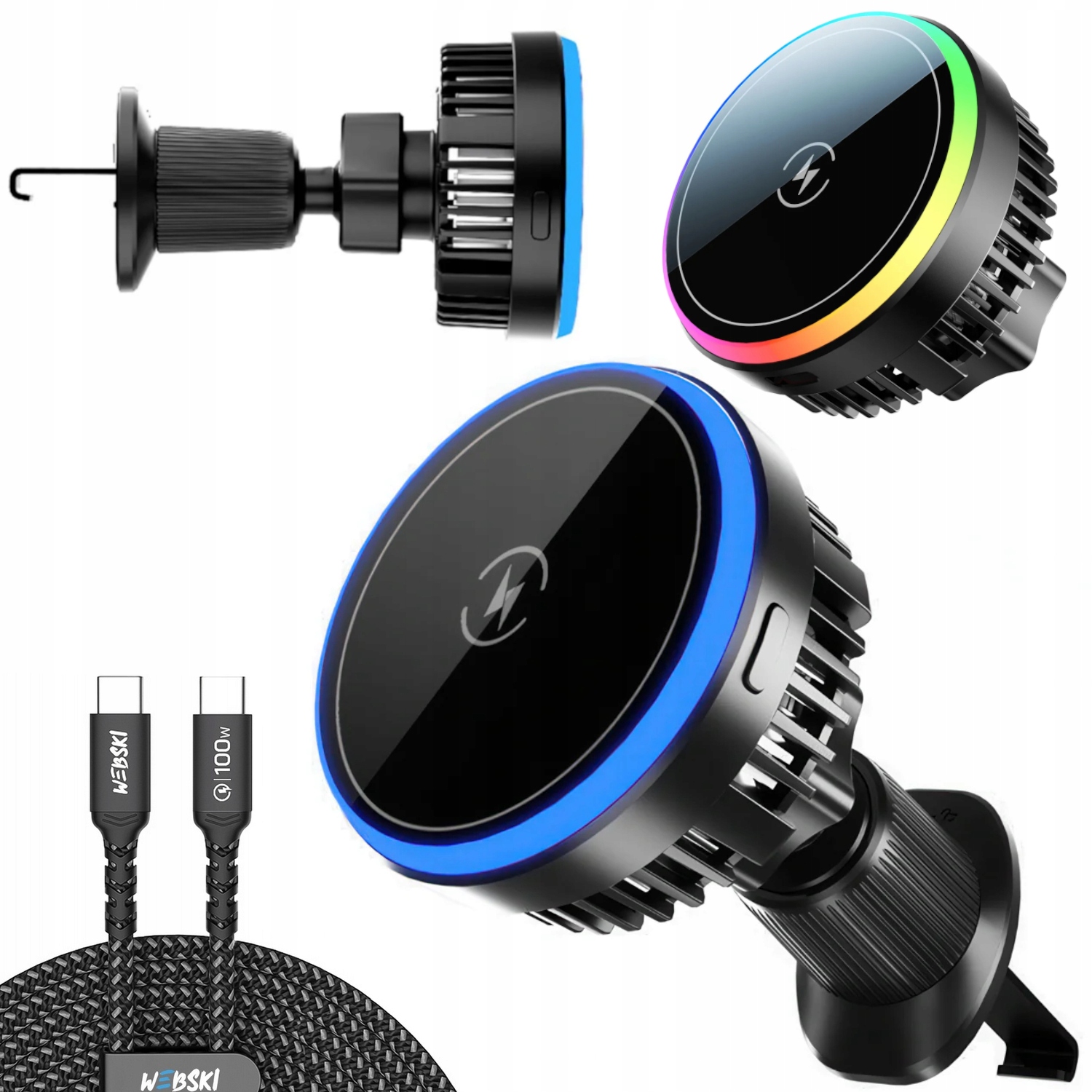 Magnetický Držák Do Auta Indukční Nabíječka MagSafe 15W Kabel