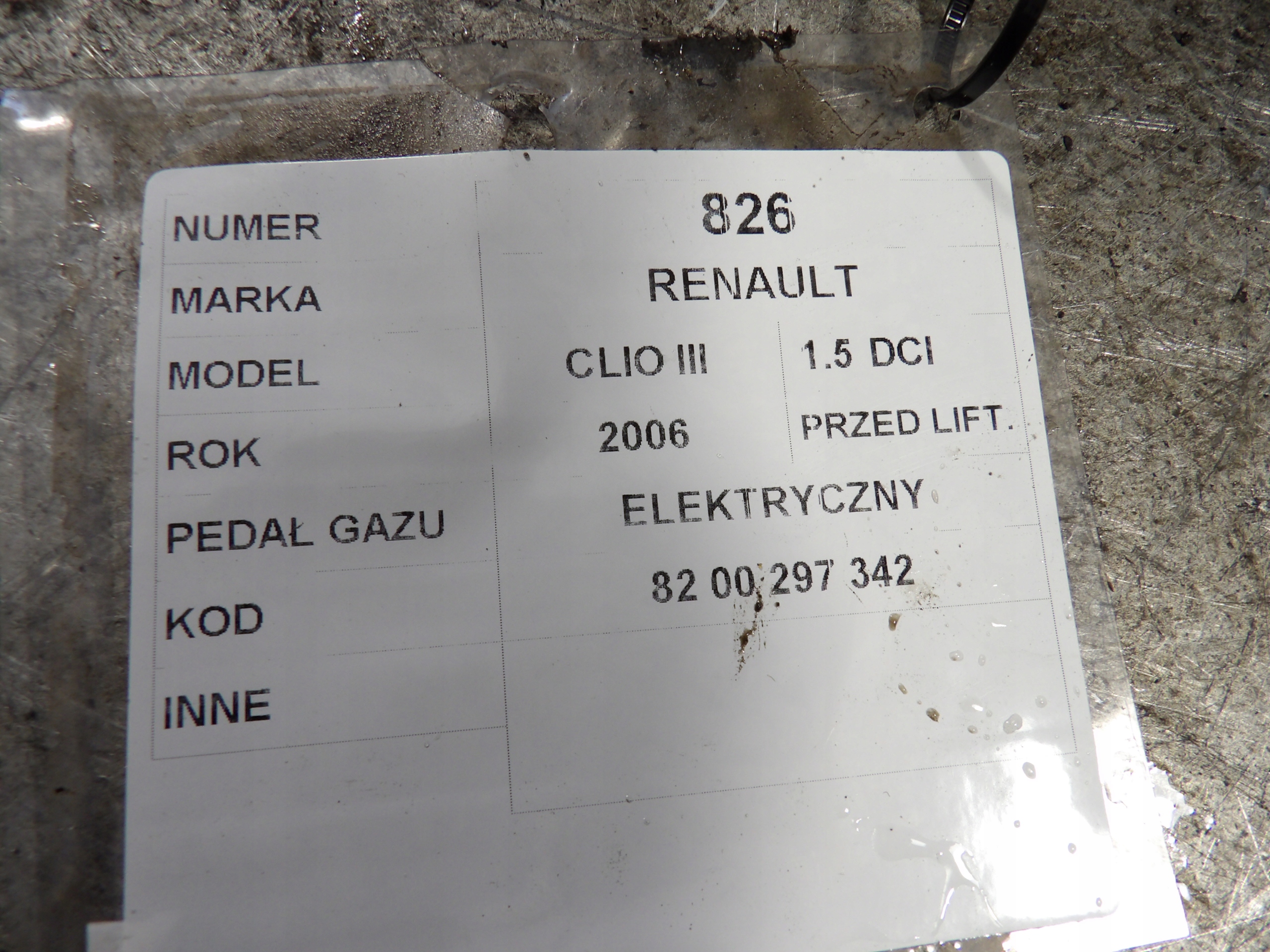 Renault Clio III accelerator pedal 1,5DCI 8200297342