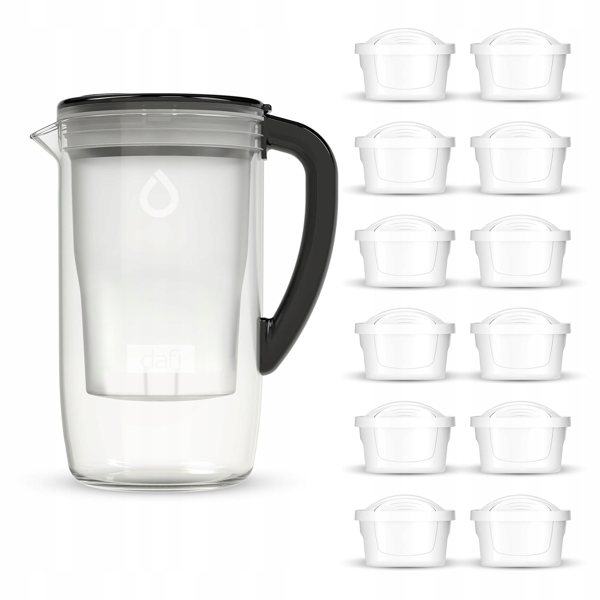 Skleněná Filtrační Konvice Dafi Prisma Led Černá 12x Vložka Unimax